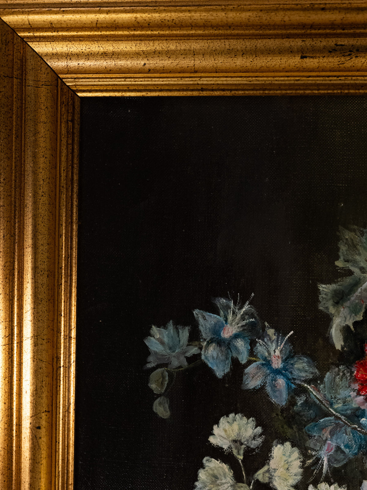 Vintage French Art | Flowers in Blue Vase | Framed
