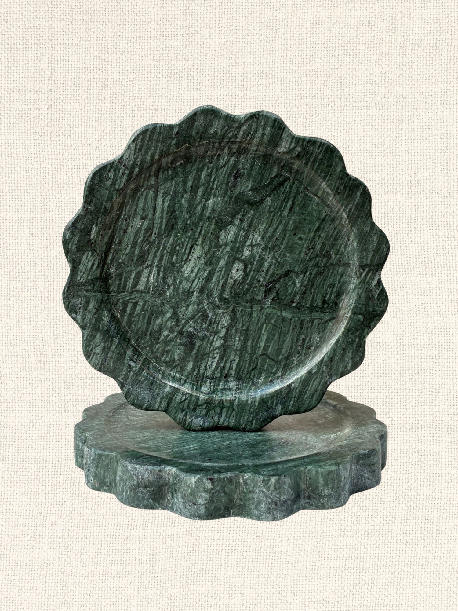 Green Scalloped Marble Dish