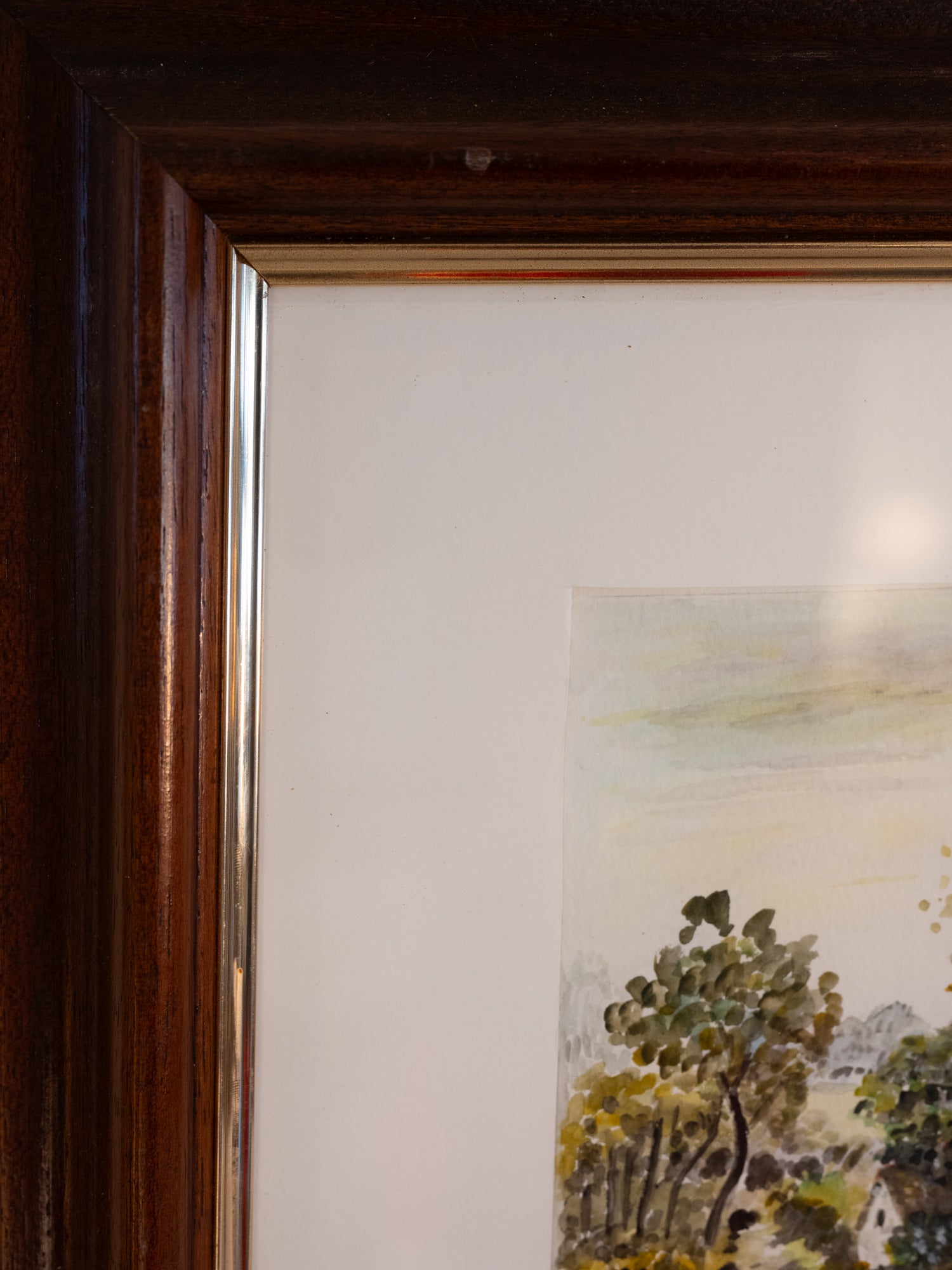 Vintage French Art | Village w Bridge | Framed