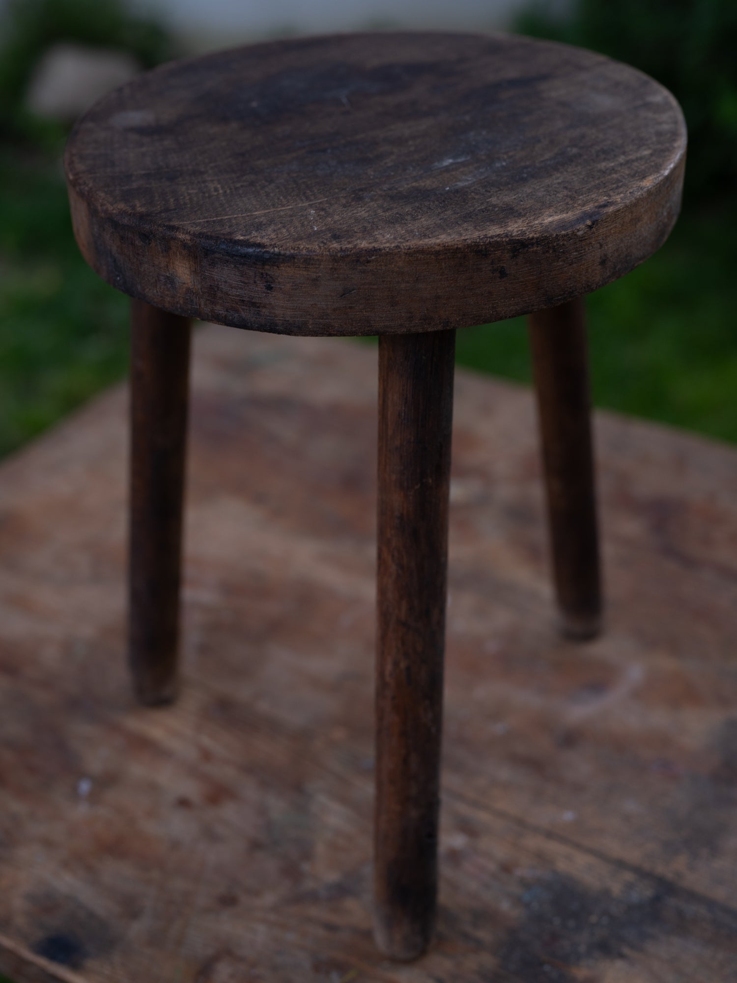 Vintage French Stool | Dark Milking Stool