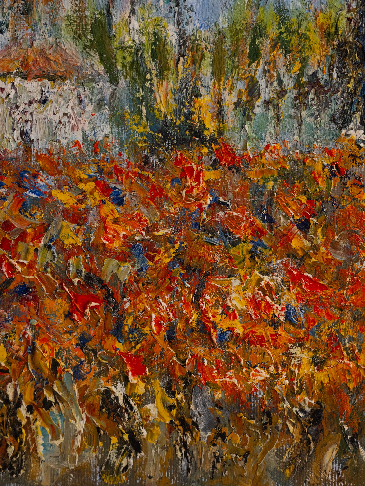 Vintage French Art | Impressionist Golden Field w/ White Houses