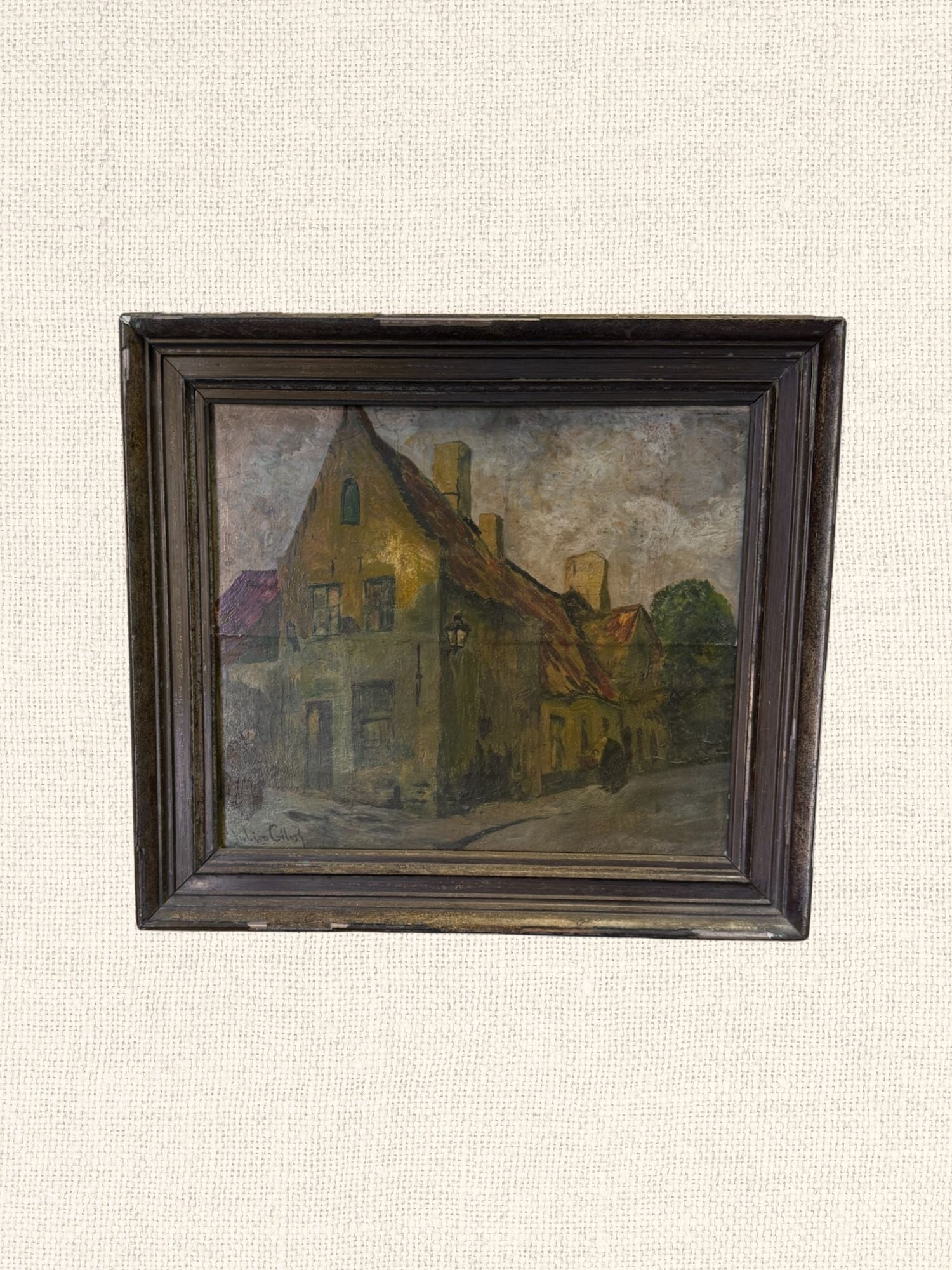 Antique European Painting | Monestary | Framed