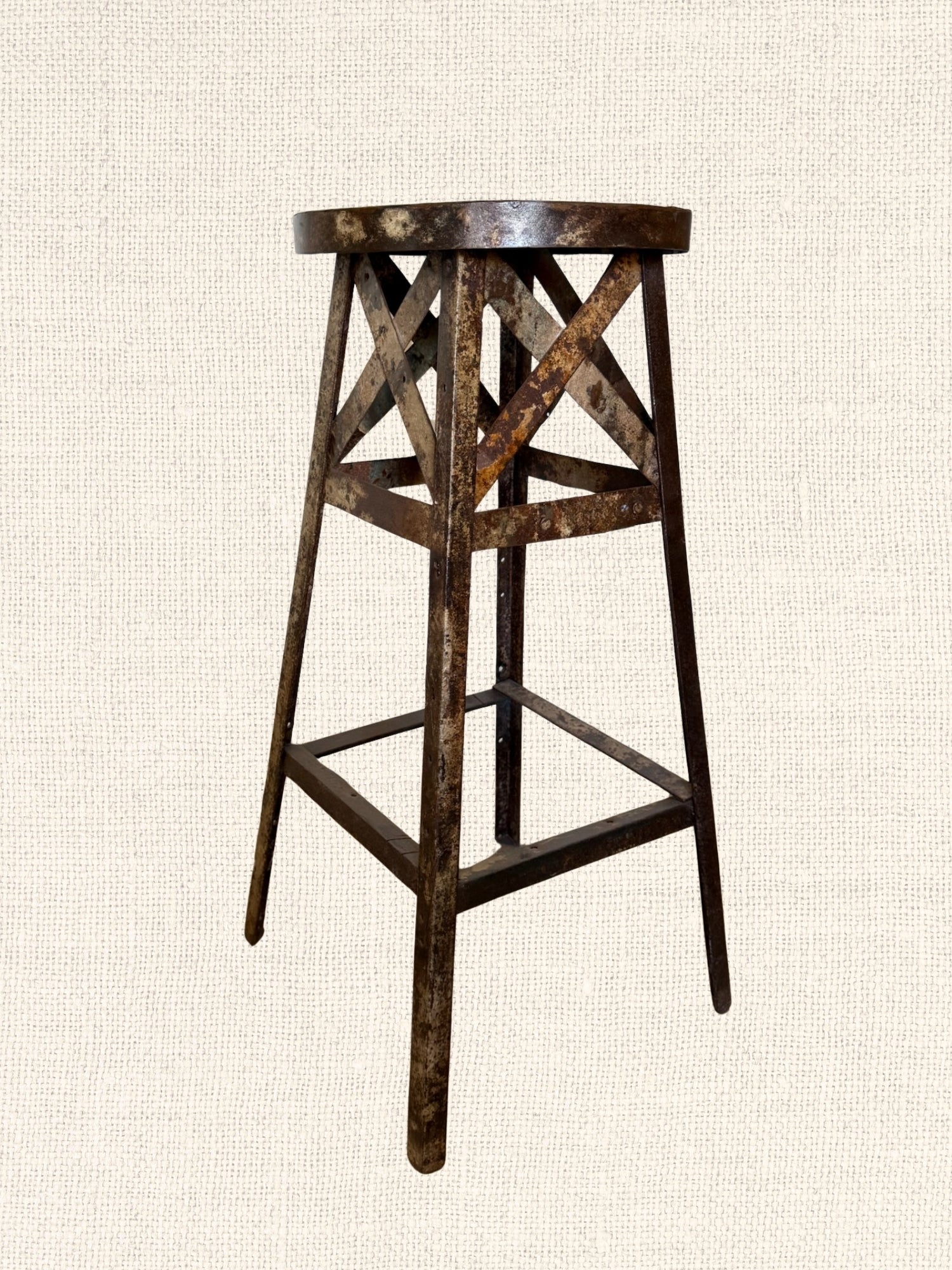Distressed Iron Bar Stool