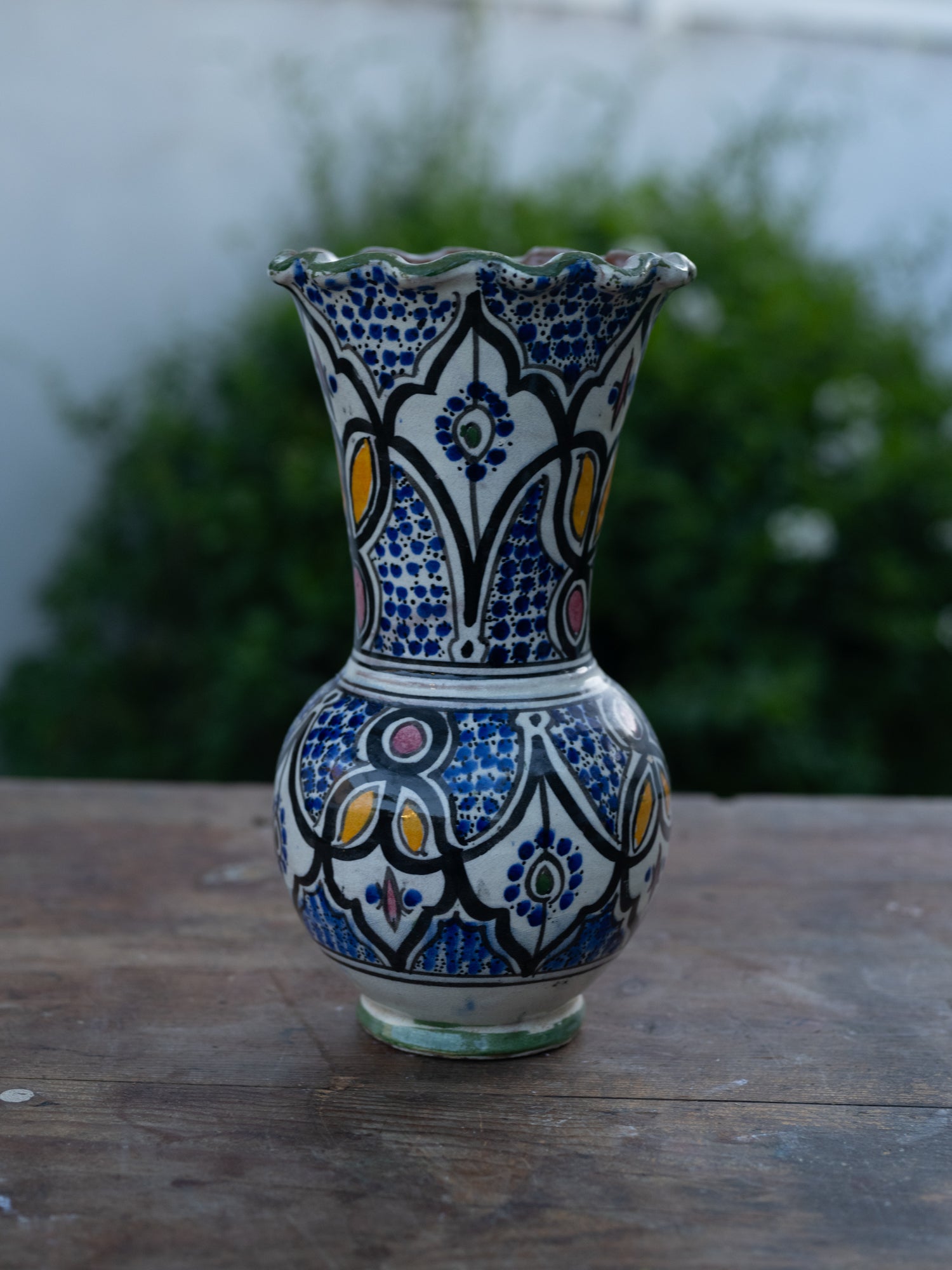 Vintage Morroccan Vessel | Ruffled Rim Vase