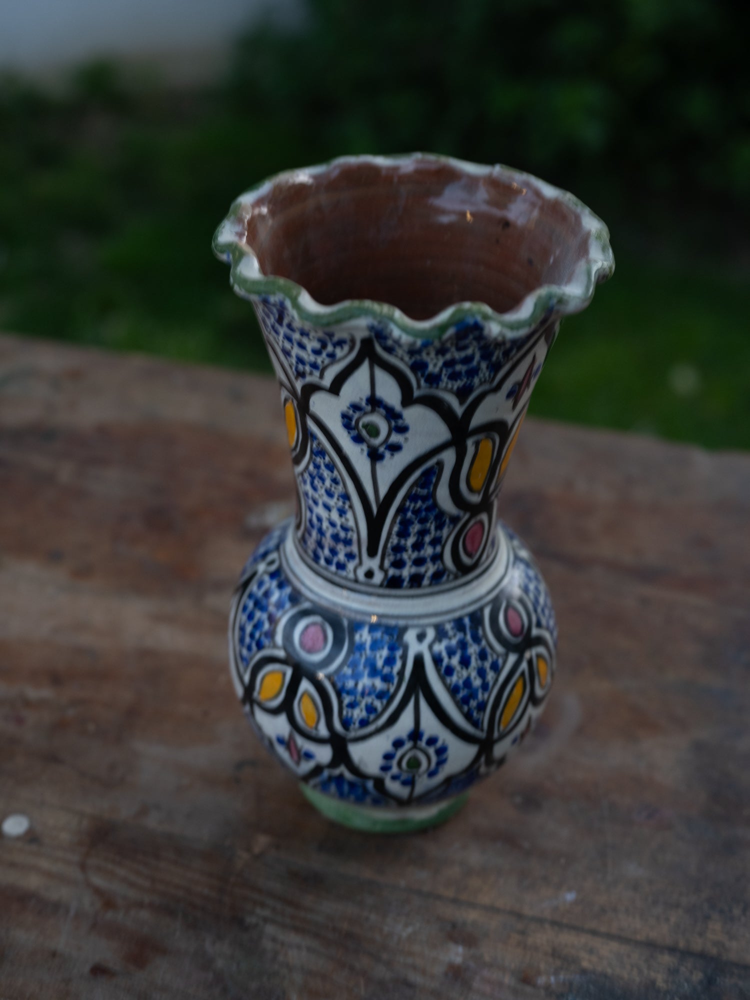 Vintage Morroccan Vessel | Ruffled Rim Vase