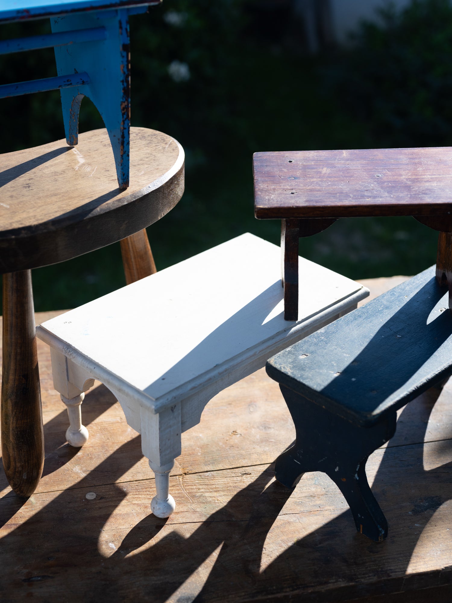 Vintage French Stool | White Ball Foot Stool