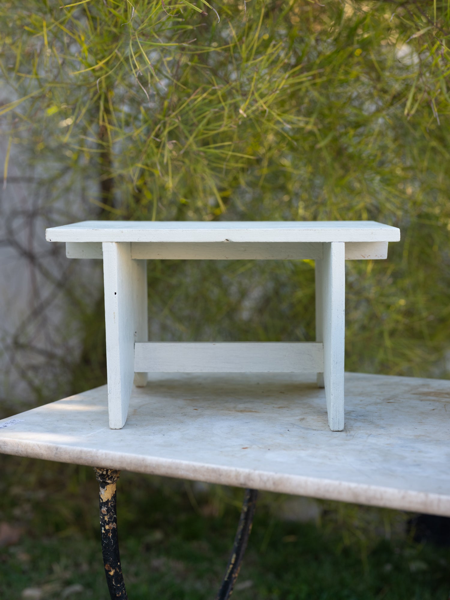 Vintage French Stool | Simple White Foot Stool