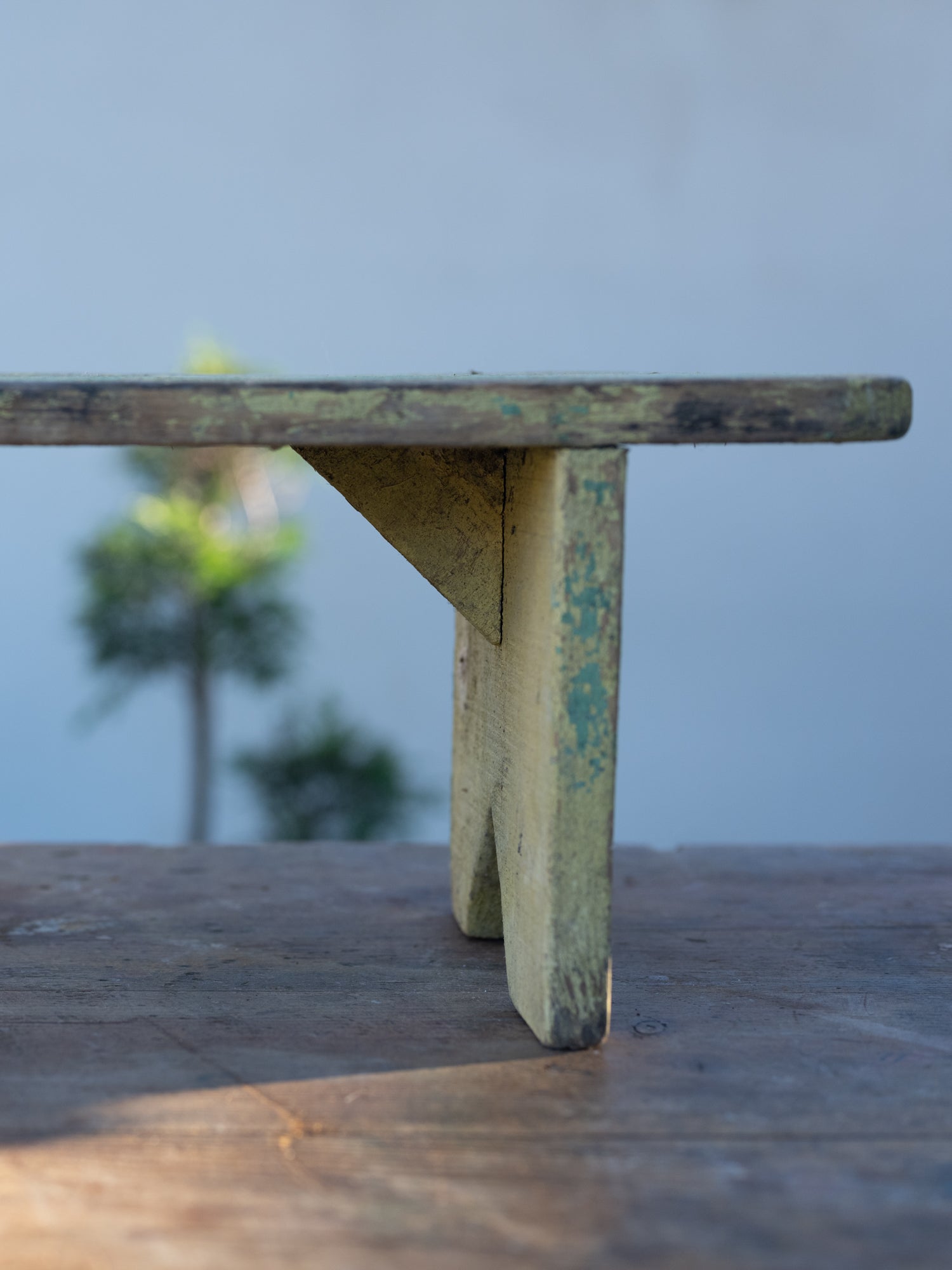 Vintage French Stool | Weathered Paint Foot Stool