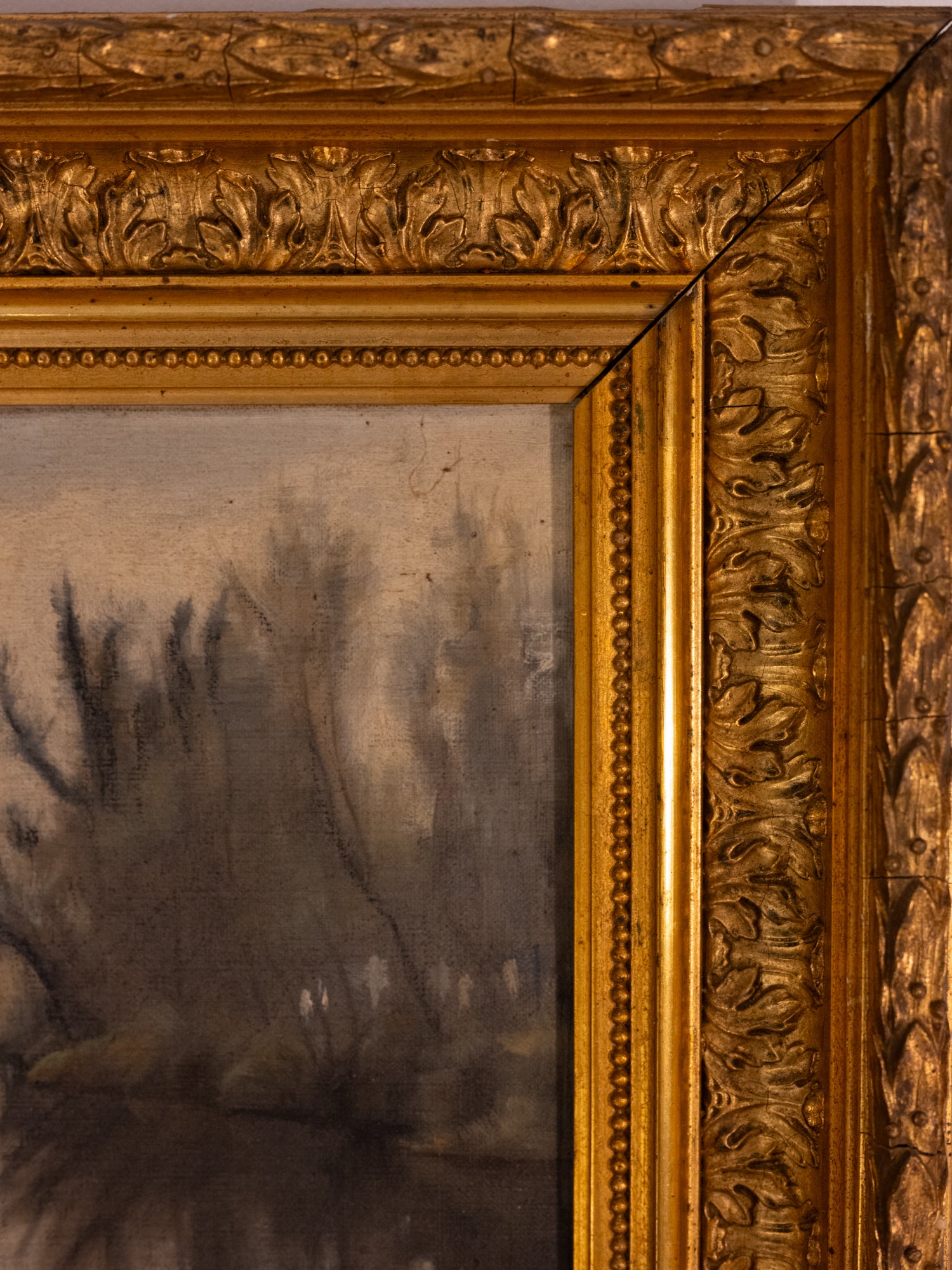 Vintage French Art | Glassy Lake w/Trees