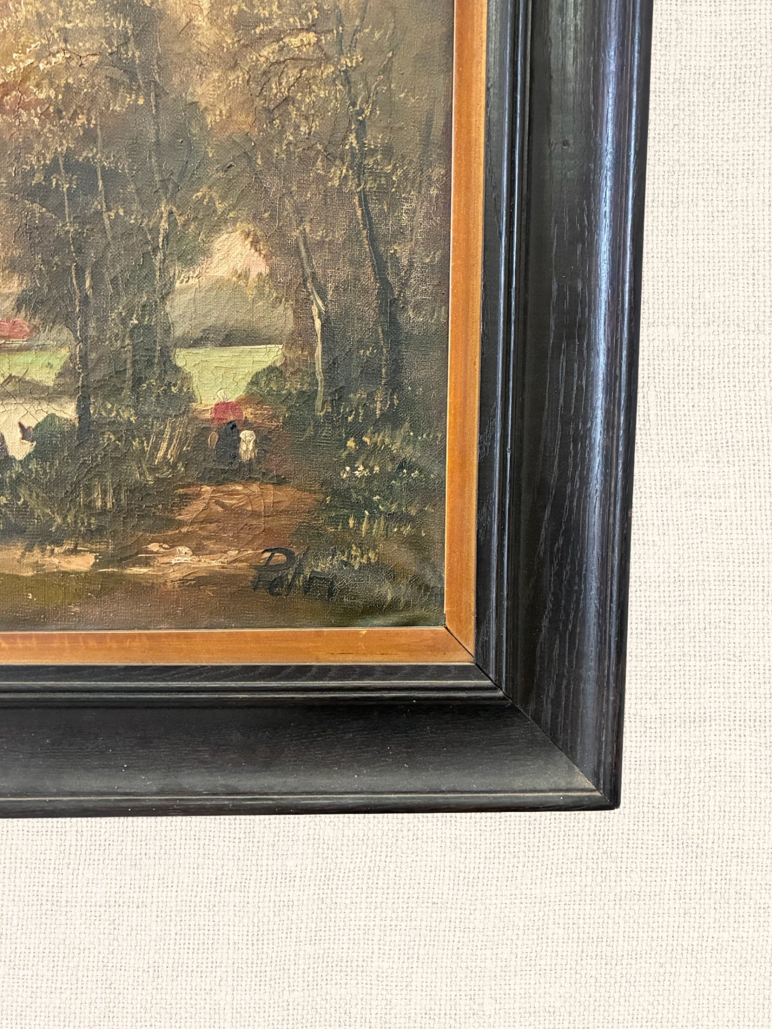 Vintage French Painting | Country Landscape | Framed