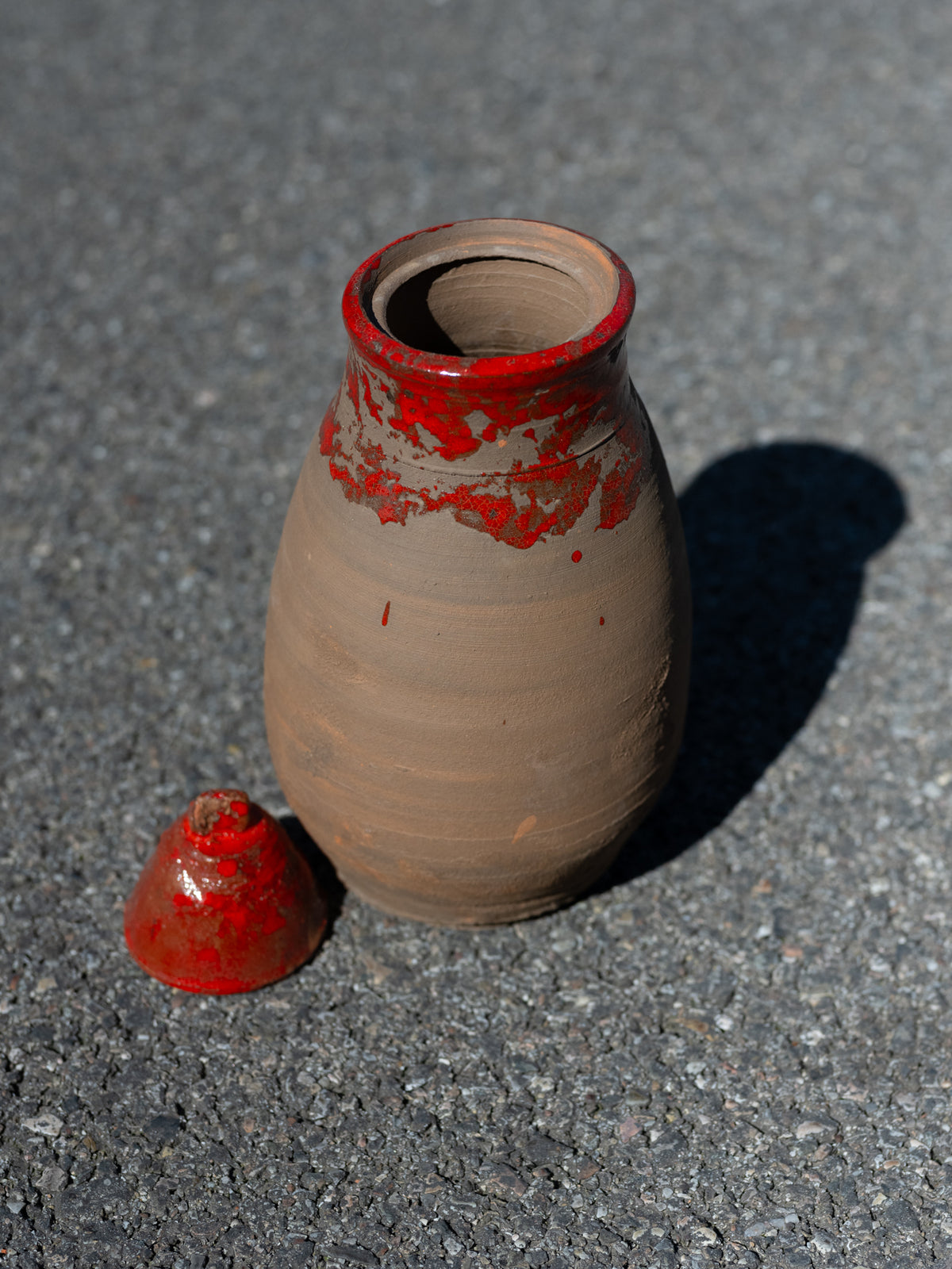 Anduze Handmade Ceramic Jar | Red Splatter