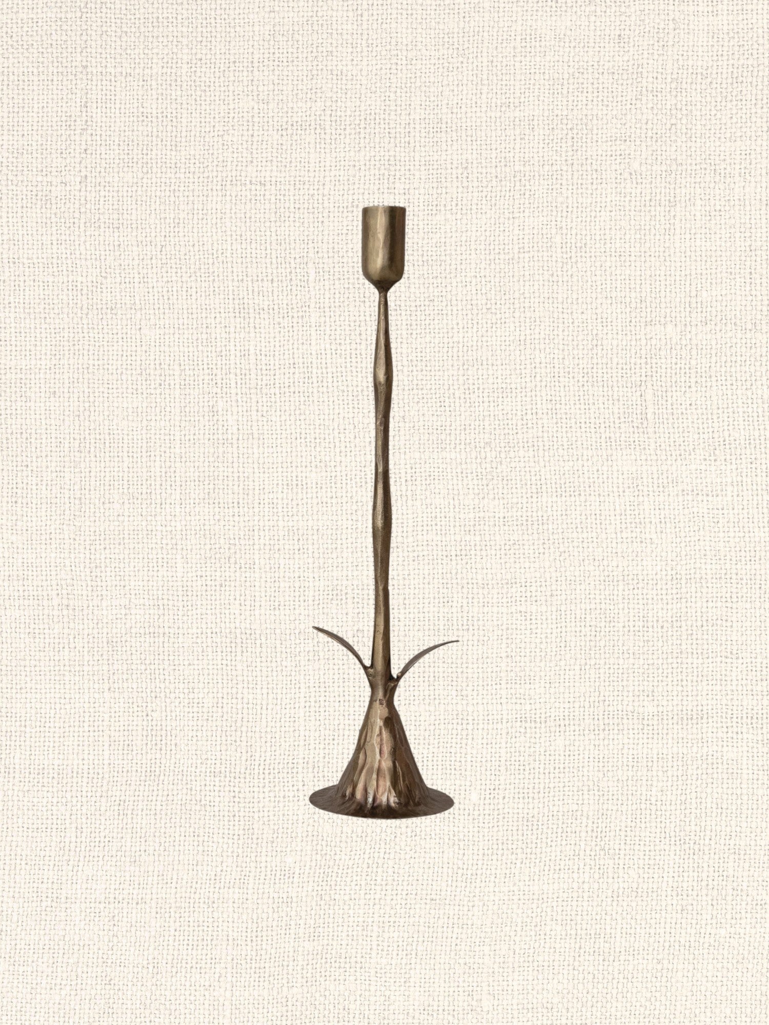 Hand Forged Metal Stem Shaped Taper Candle Holder | Tall