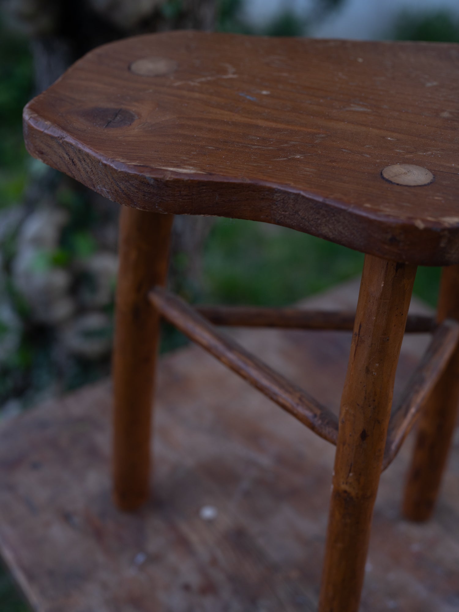 Vintage French Stool | Abstract Shaped Seat