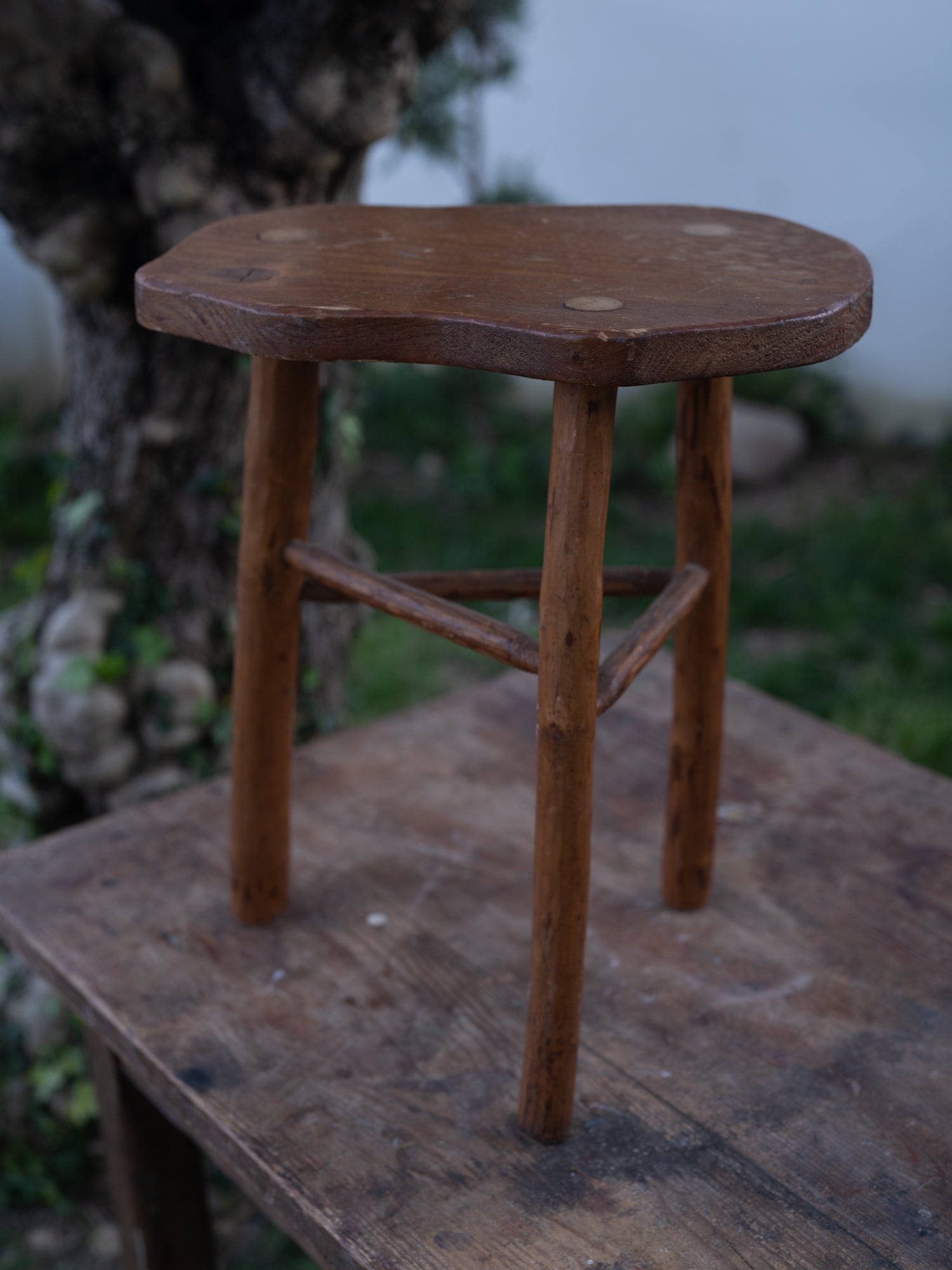 Vintage French Stool | Abstract Shaped Seat