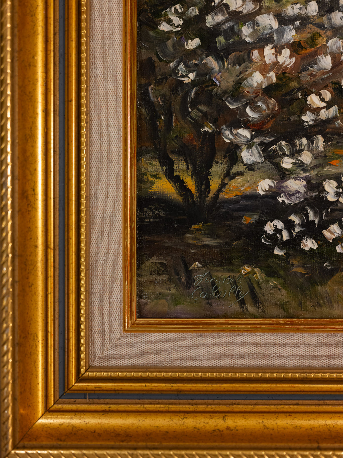 Vintage French Art | Janine | Orange Mountain|Framed