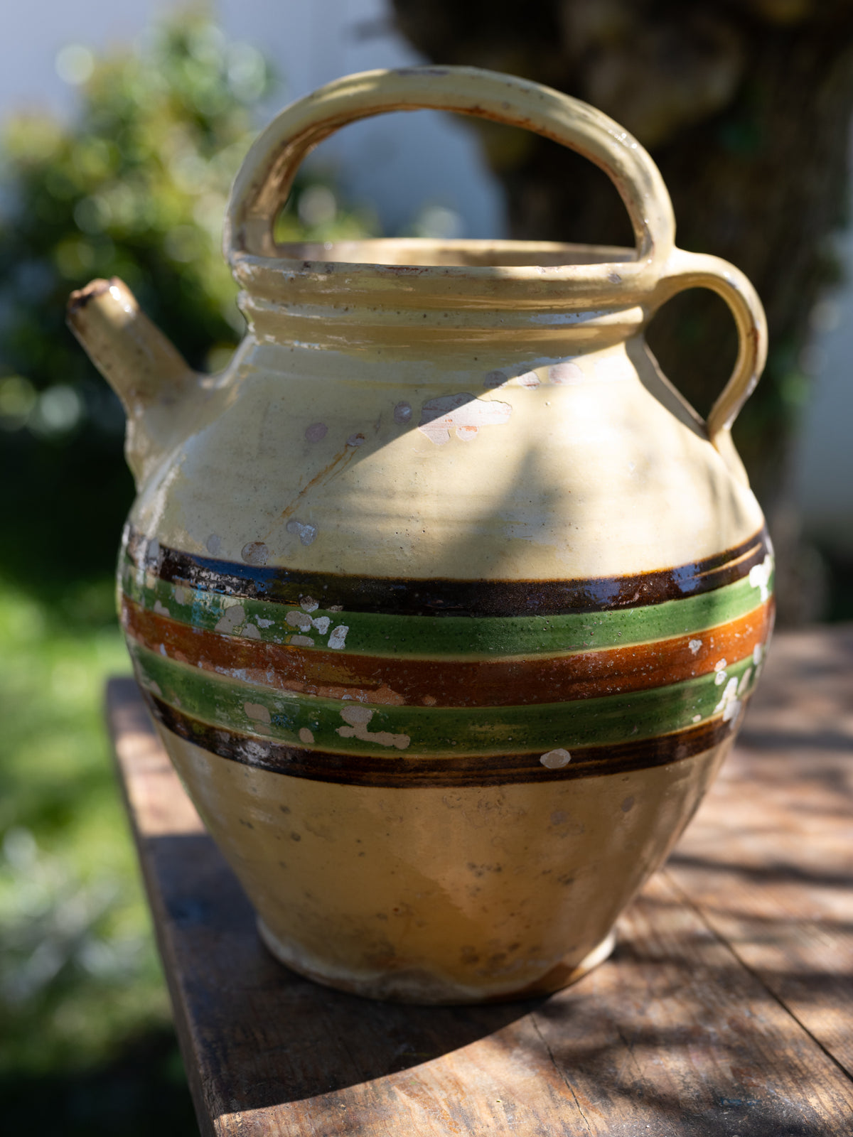 Vintage French Ceramic Jug | Stripe Glaze