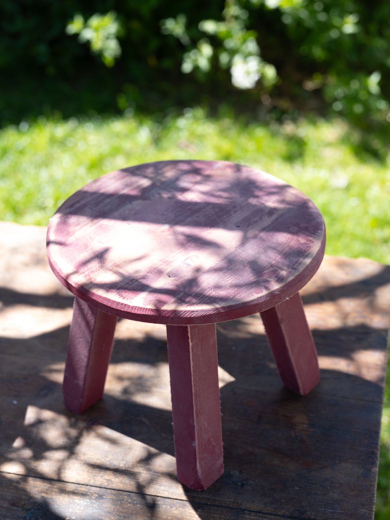 Vintage French Stool | Rustic Red