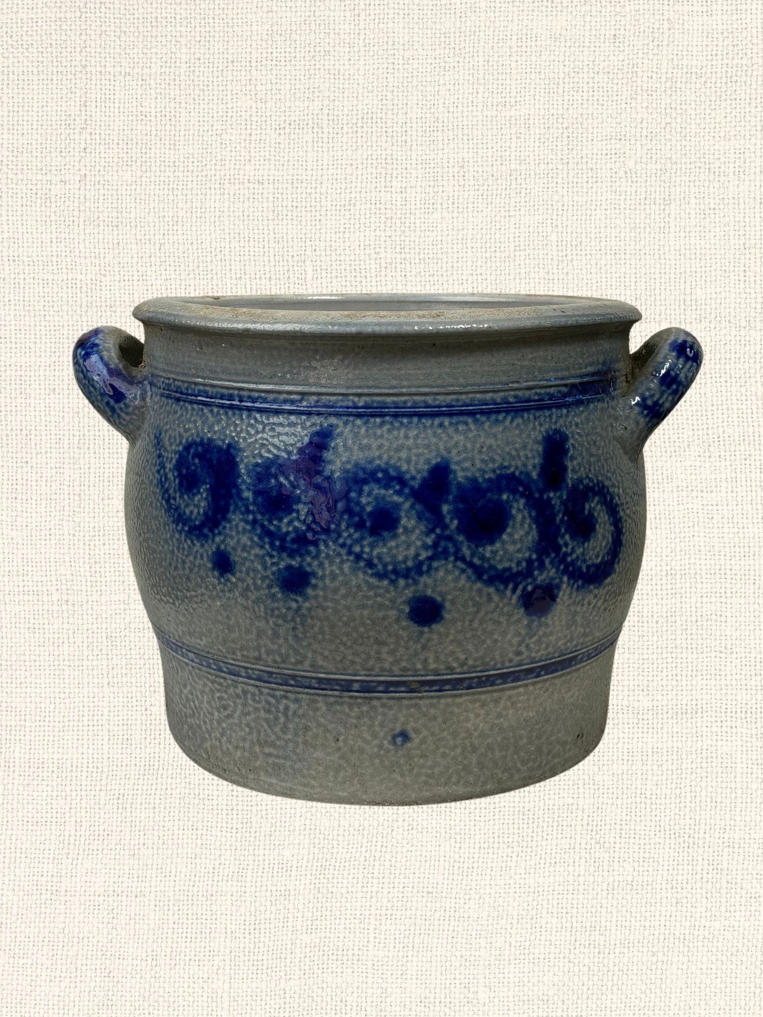 Vintage German Blue Salt Glaze Crock | Large