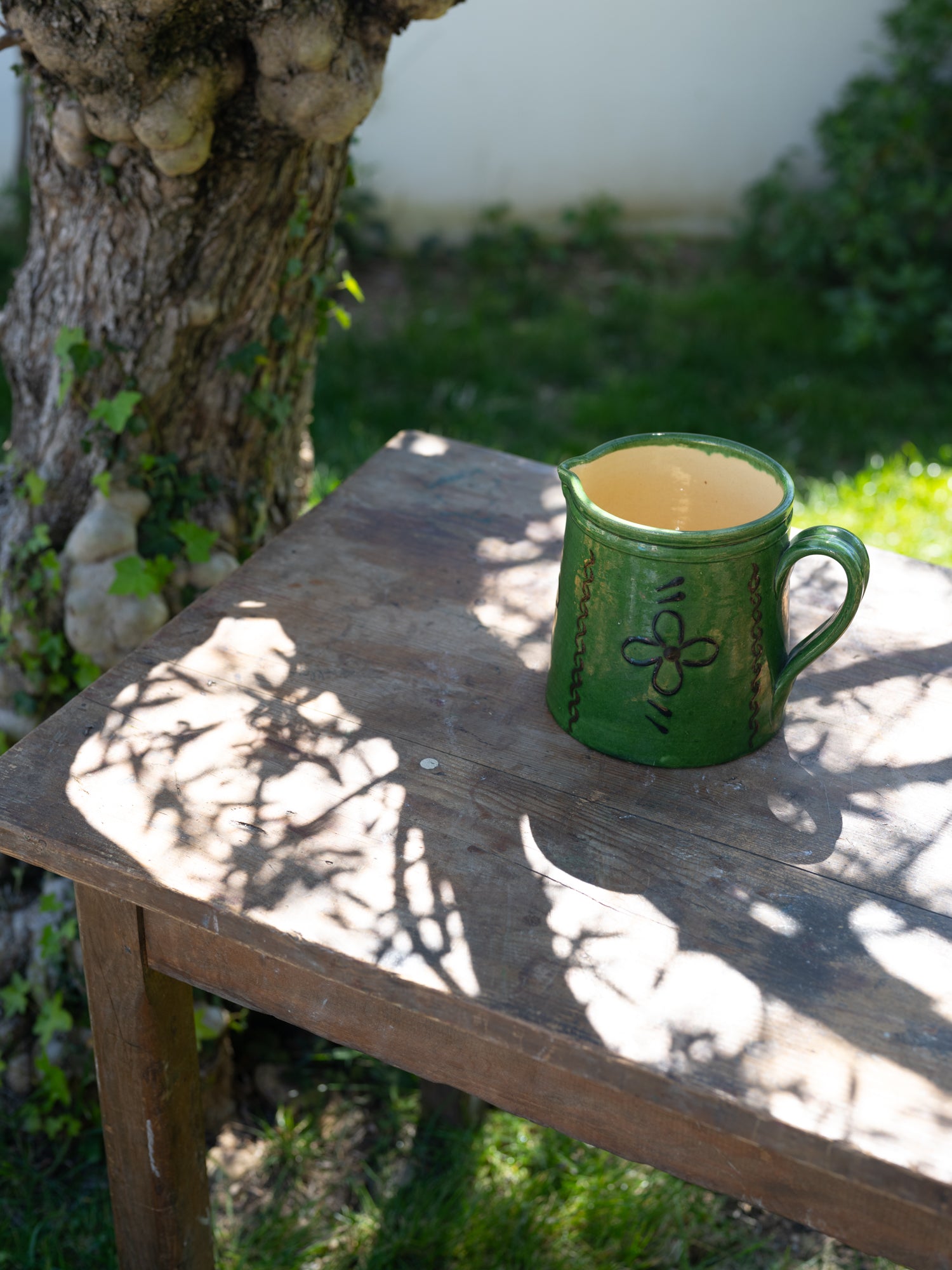 Vintage French Ceramic Pitcher | Shamrock