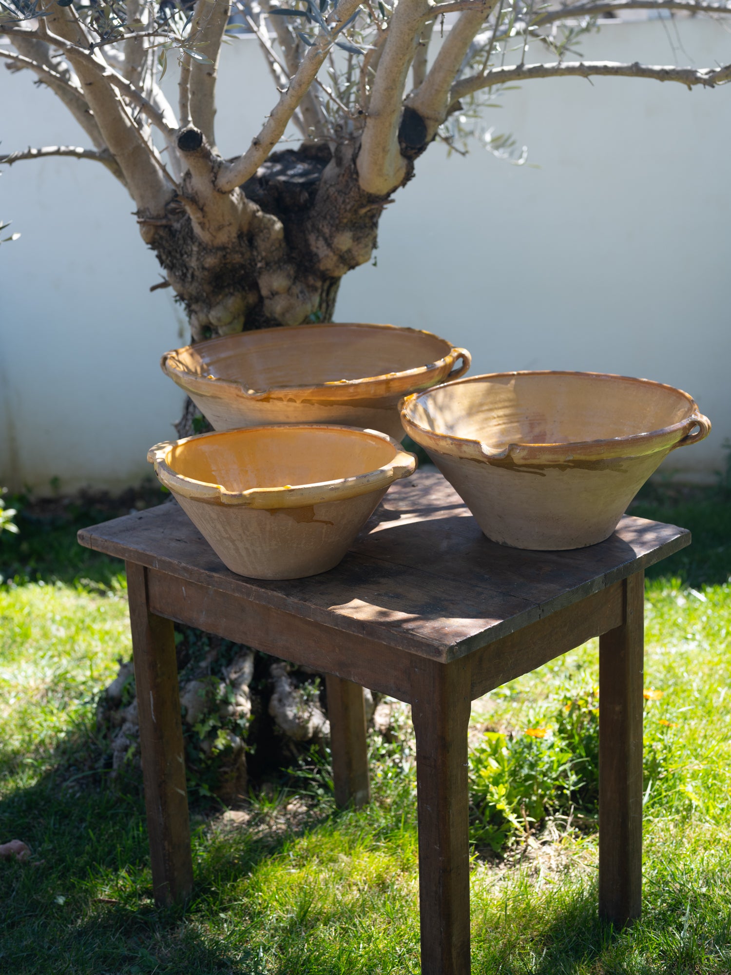 Vintage French Tian Mixing Bowls | Mustard