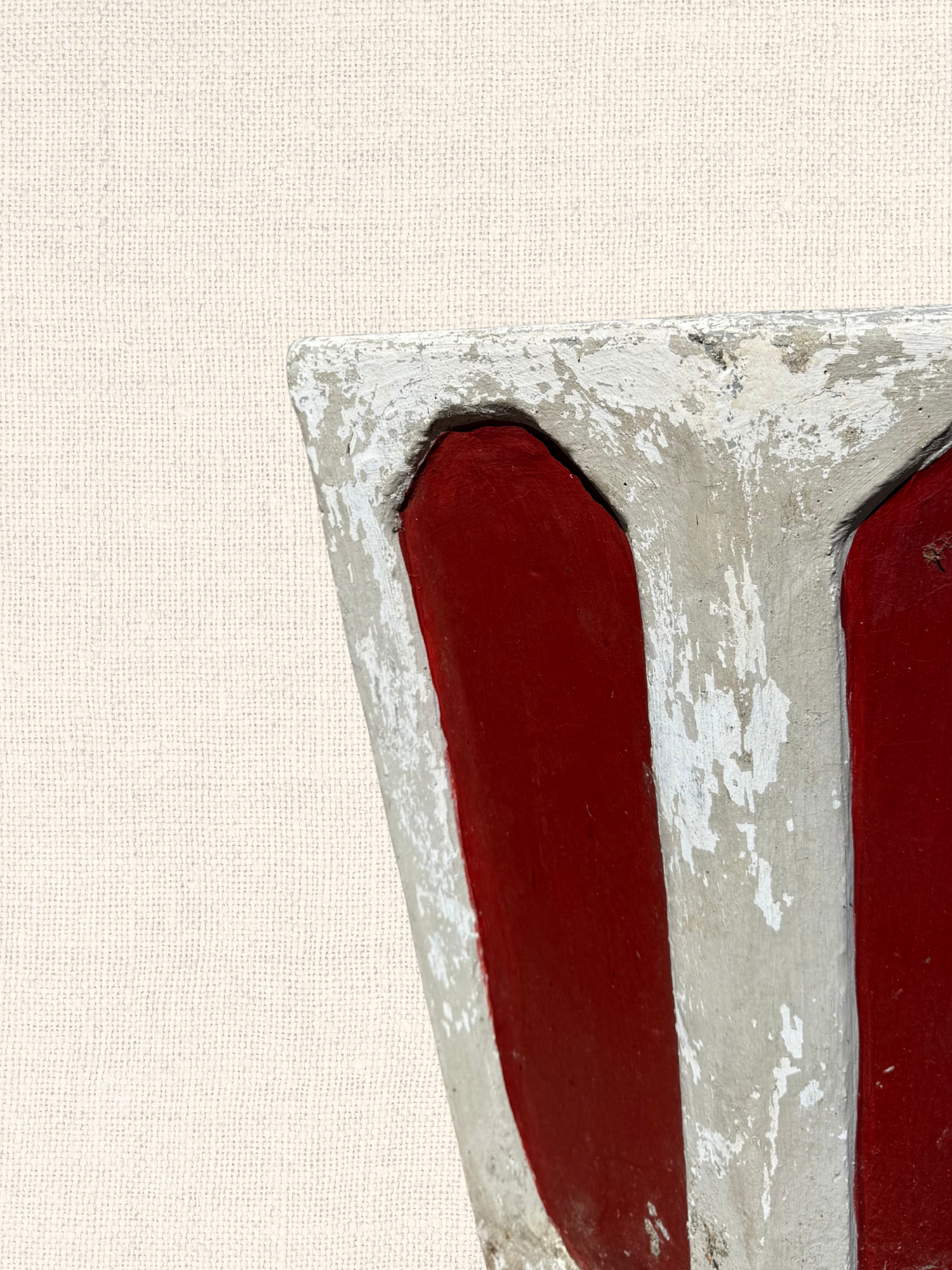 Vintage European Concrete Planter| Red & White