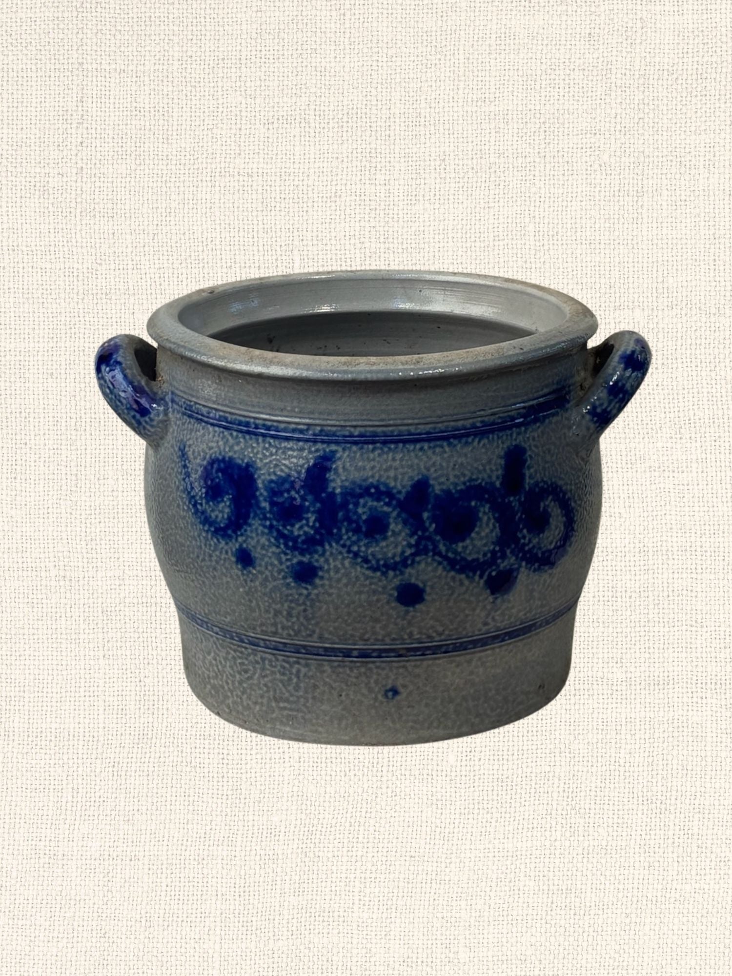 Euro Blue Salt Glazed | Tall Crock w/ Handle