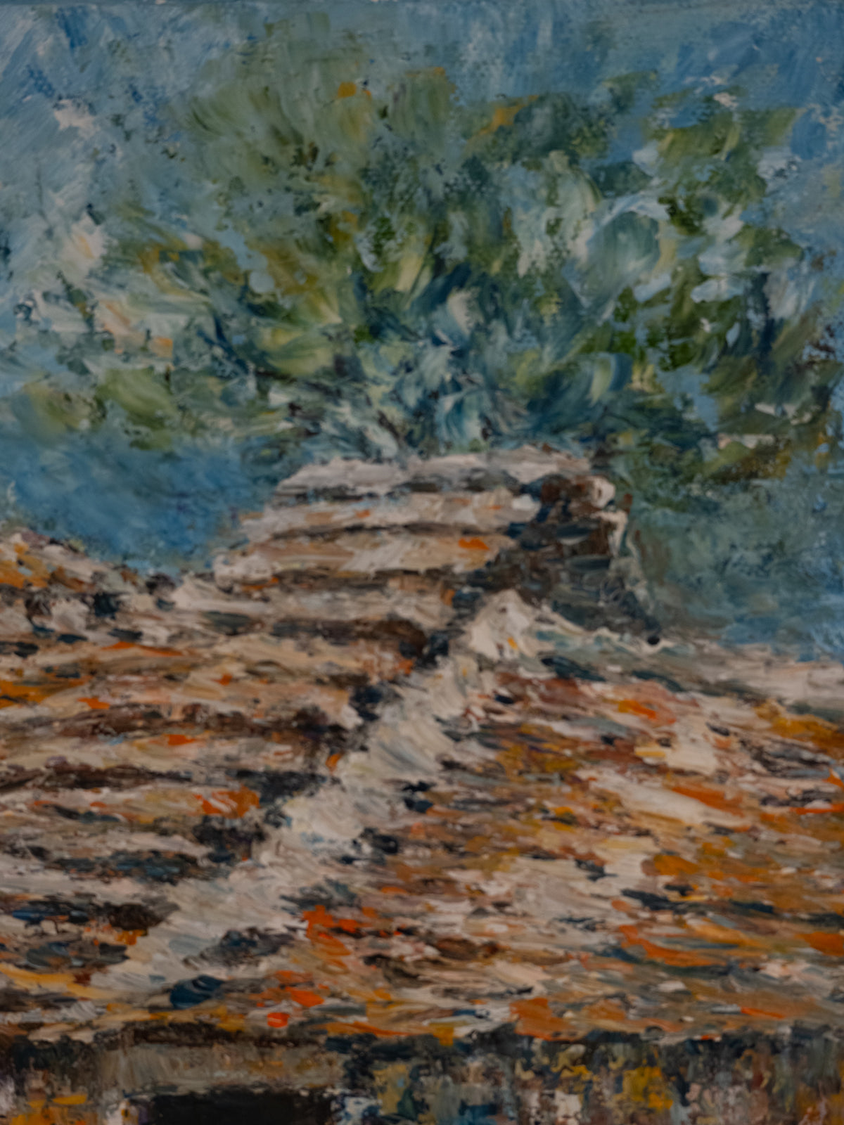 Vintage French Art | Janine | Brick House Stairs| Framed