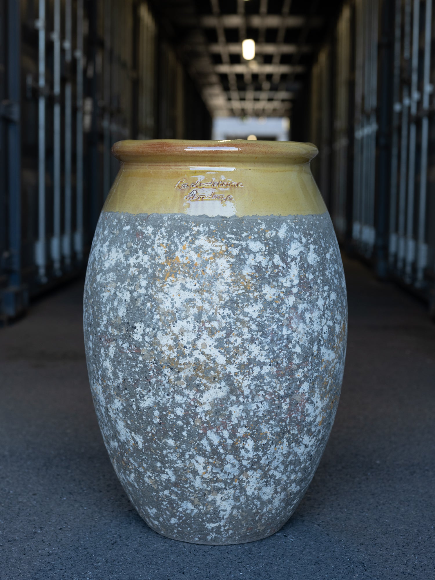 Anduze Tall Planter | Yellow Glaze Rim