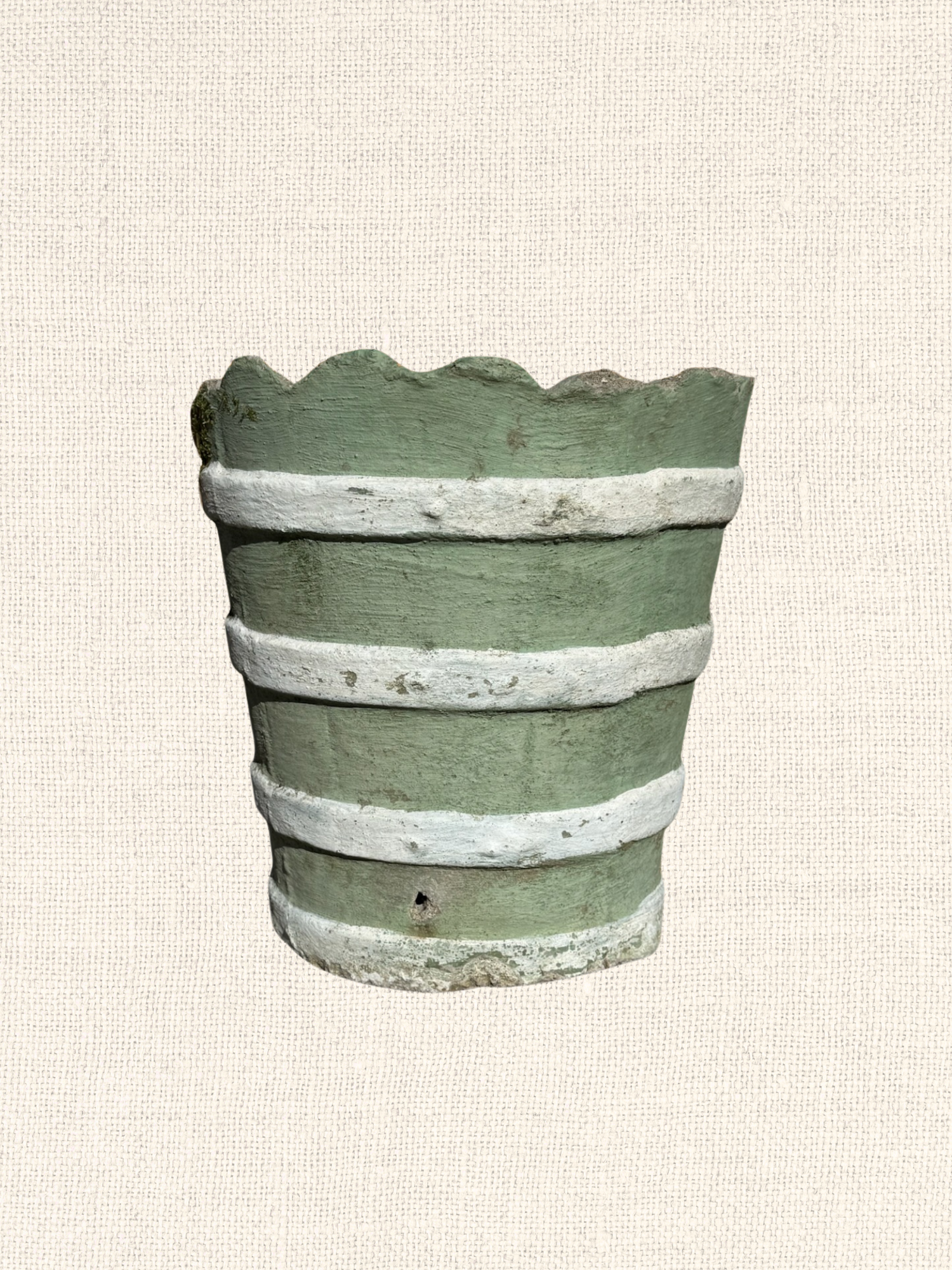 Vintage European Concrete Planter| Green Striped