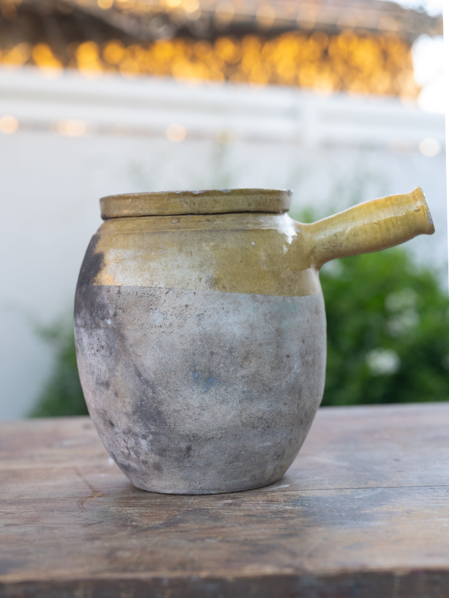 Vintage French Ceramic Vessel | Side Handle | Mustard Tall