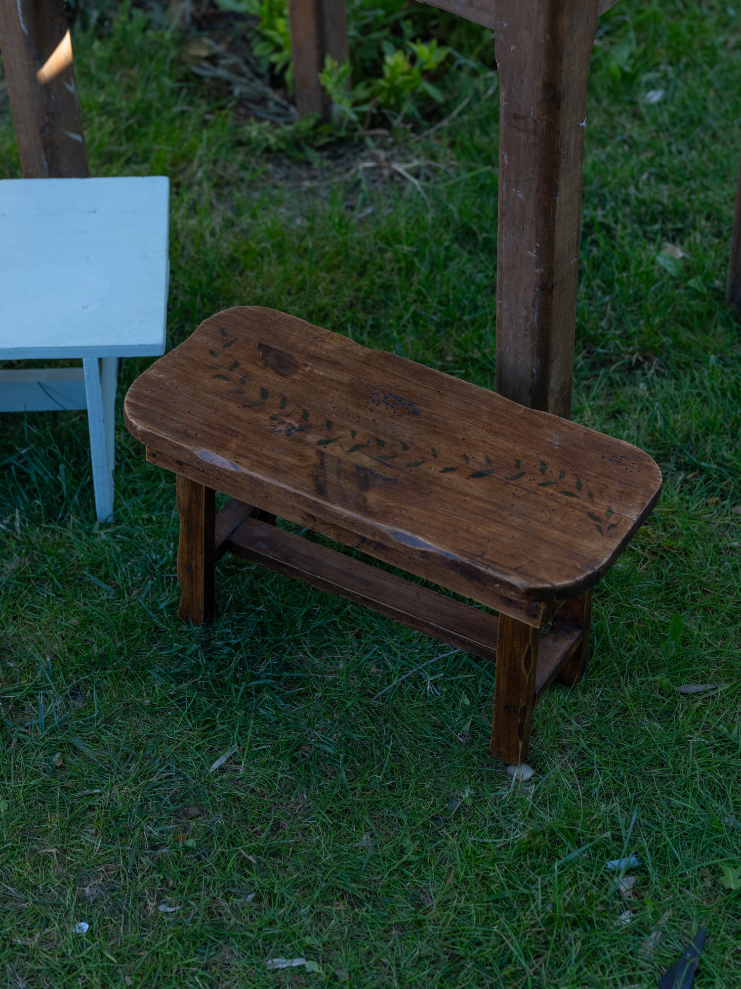 Vintage French Stool | Leaf Motif Foot Stool