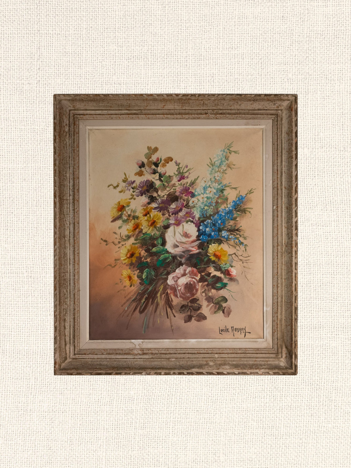 Vintage French Art | Lucile Aubray | Flowers | Framed