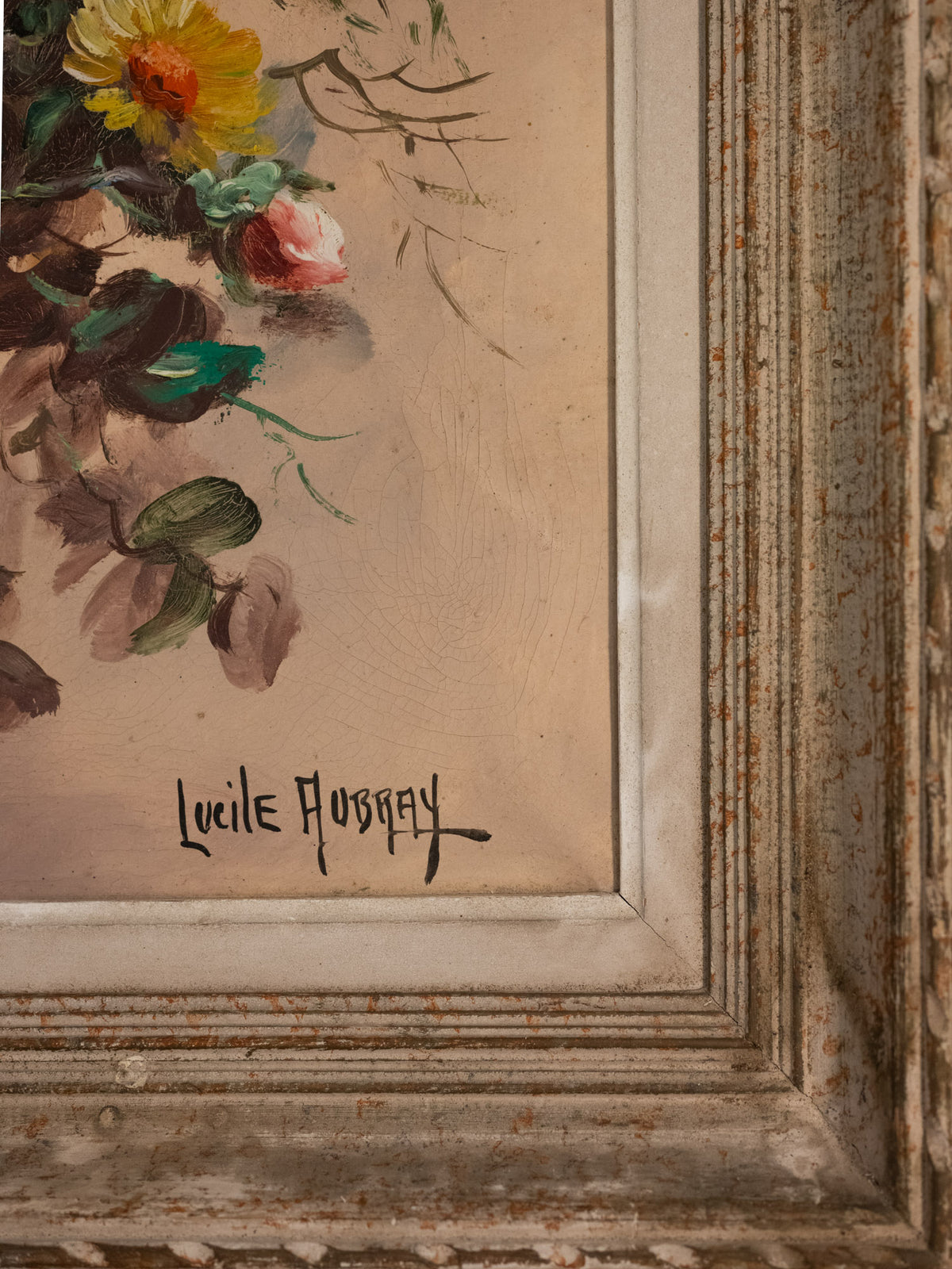 Vintage French Art | Lucile Aubray | Flowers | Framed