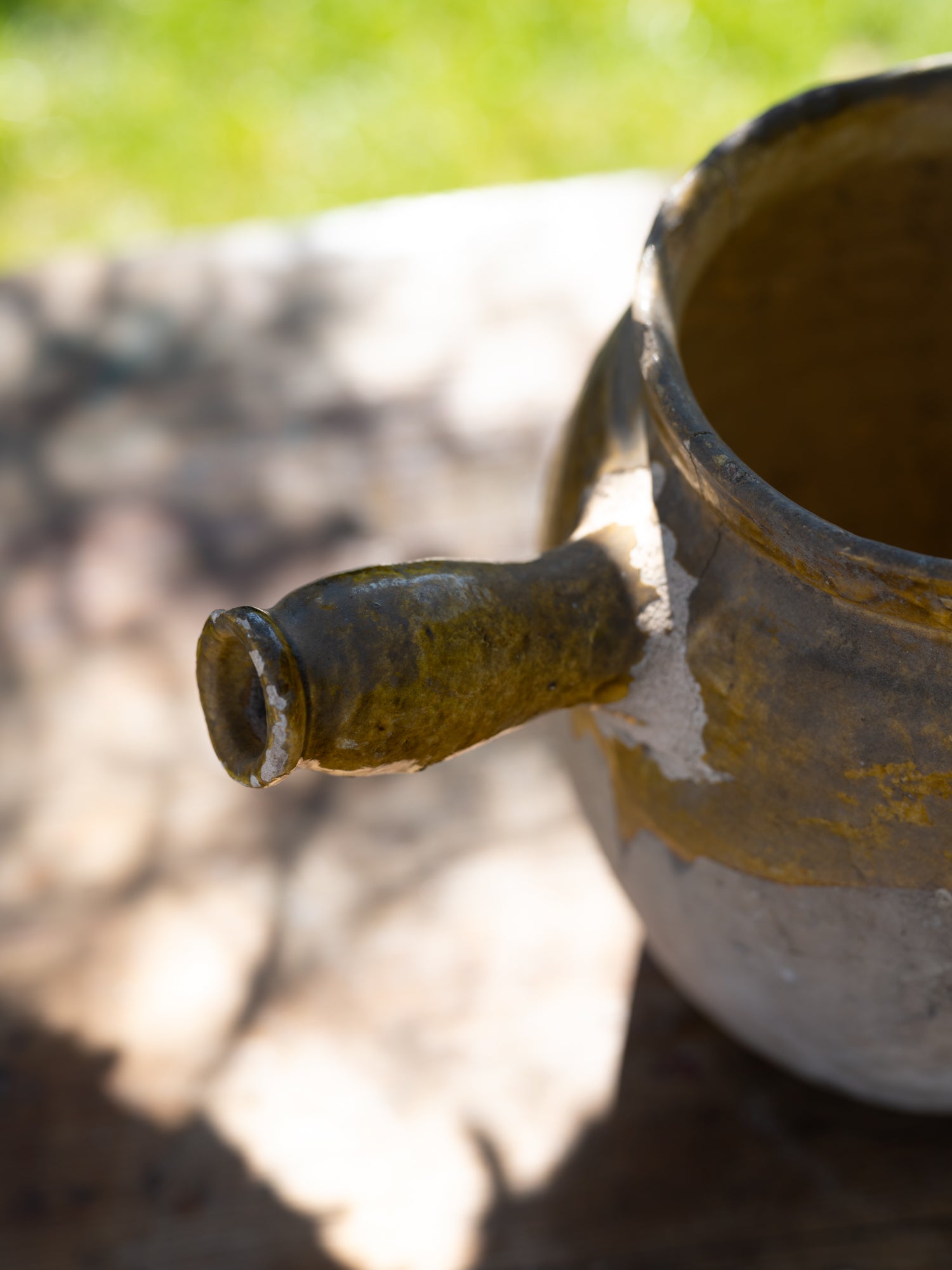 Vintage French Ceramic Vessel | Side Handle | Mustard