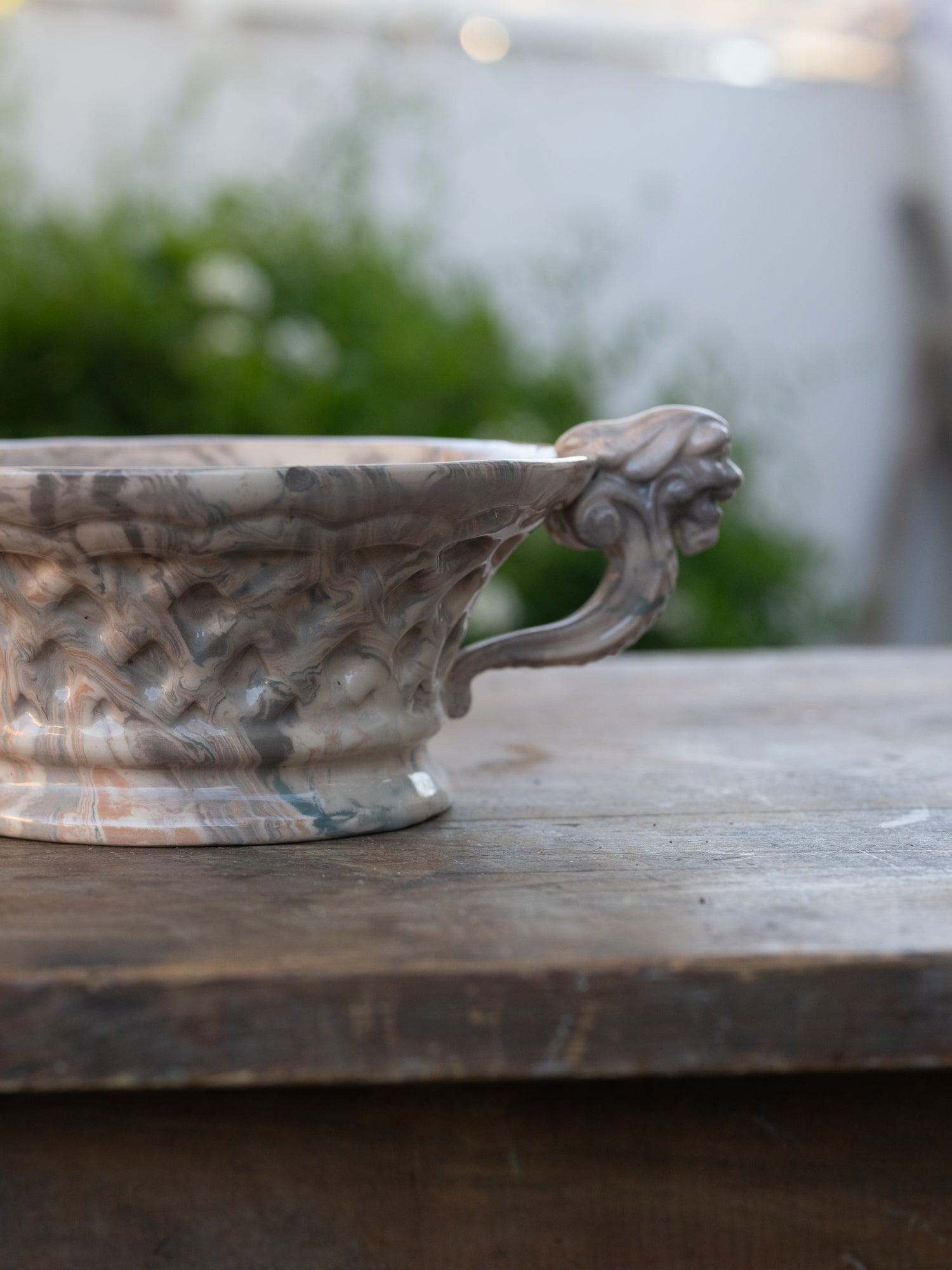 Vintage French Marblized Ceramic Bowl