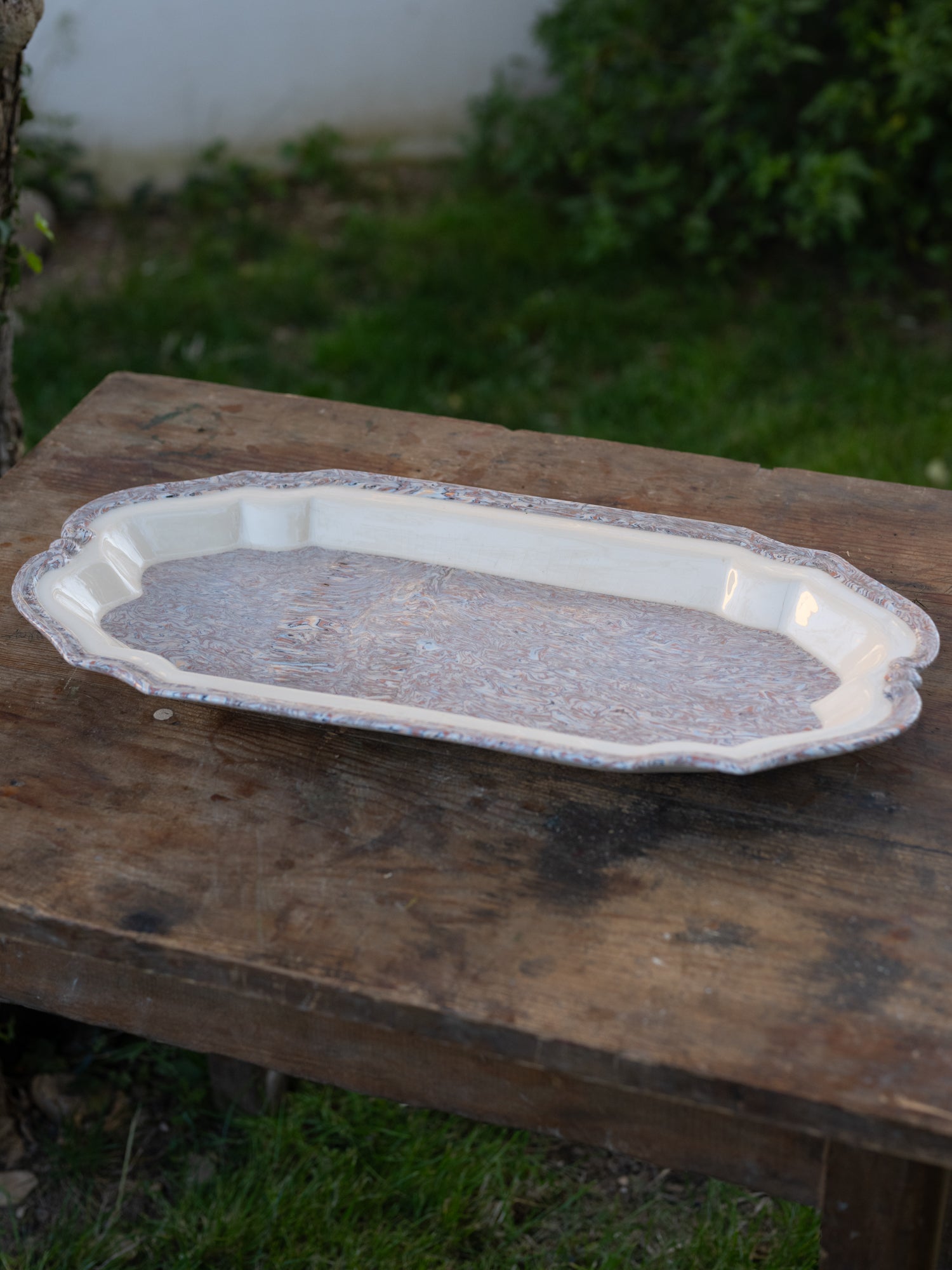 Vintage French Marblized Ceramic Platter