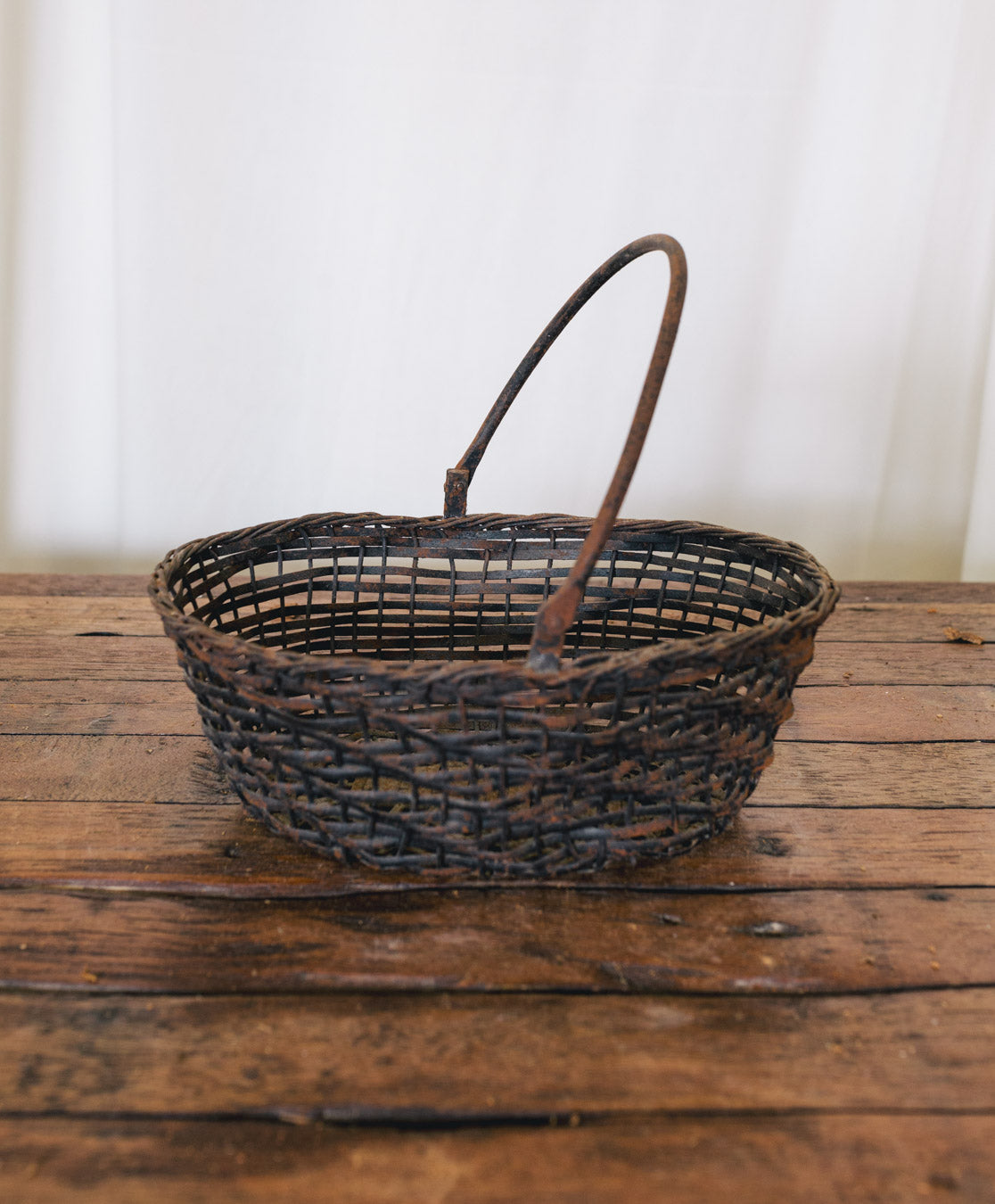Vintage Indian Iron Basket with Handle