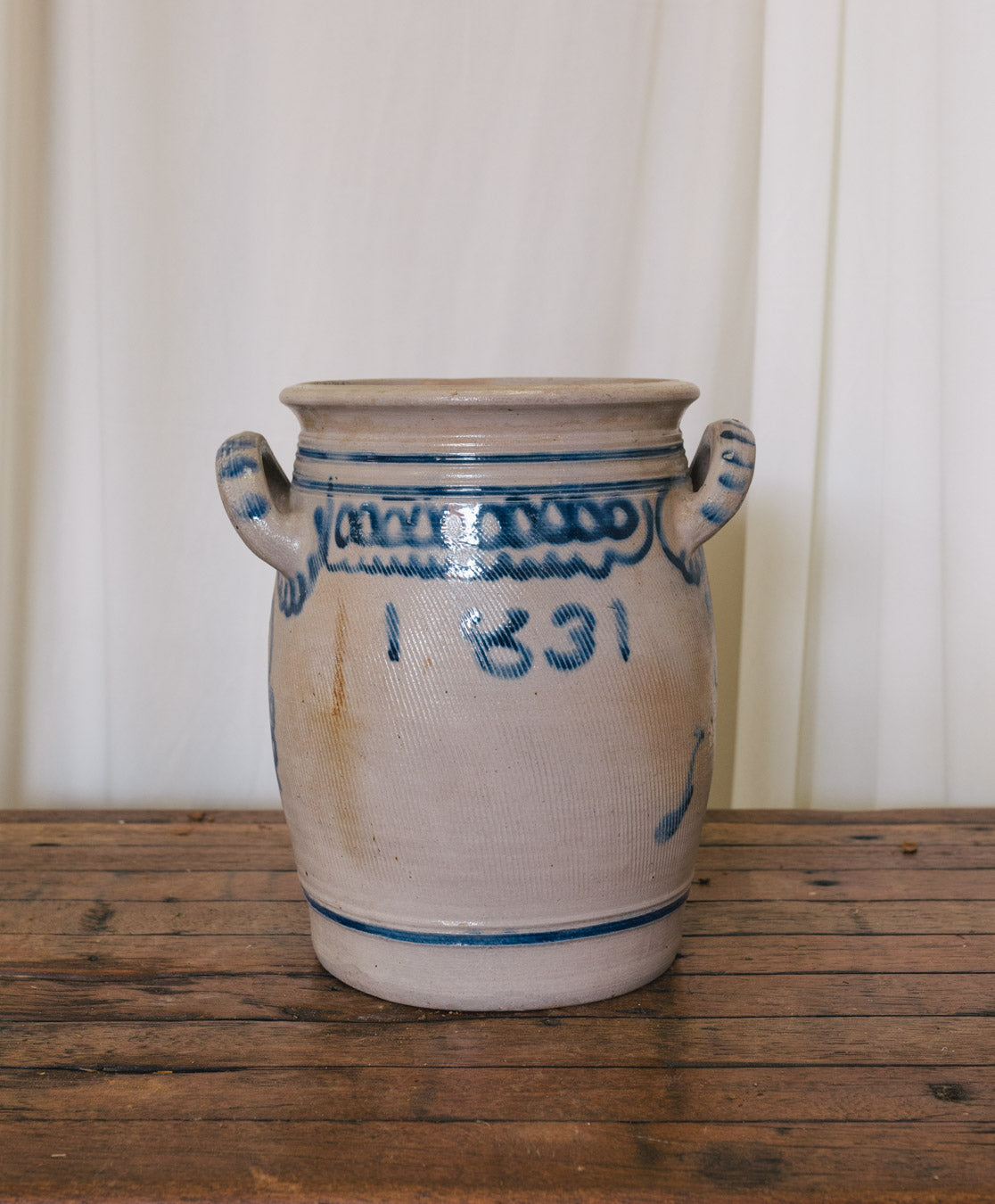 Vtg German Blue Salt Glaze Crock | L
