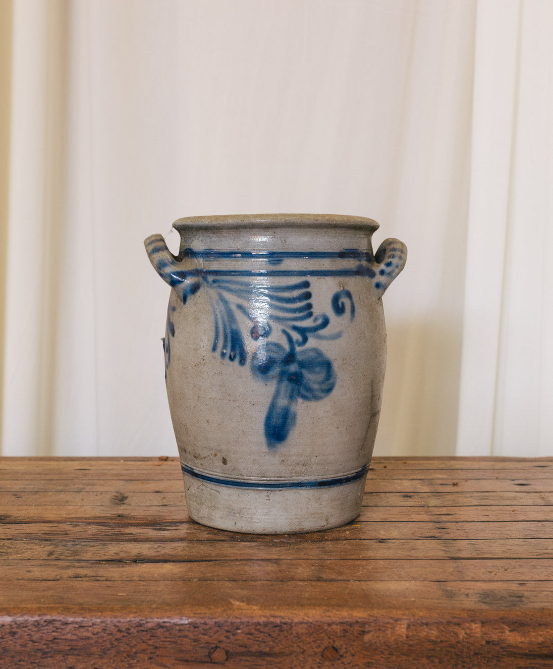 Vtg German Blue Salt Glaze Crock | L