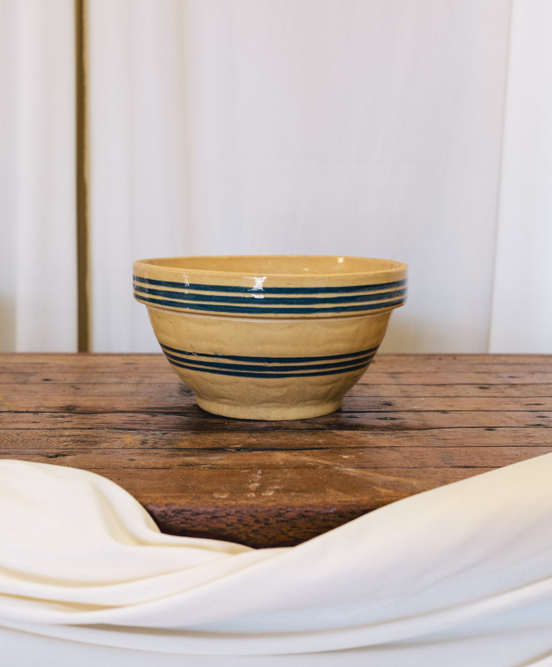 Antique Blue Striped Mixing Bowl