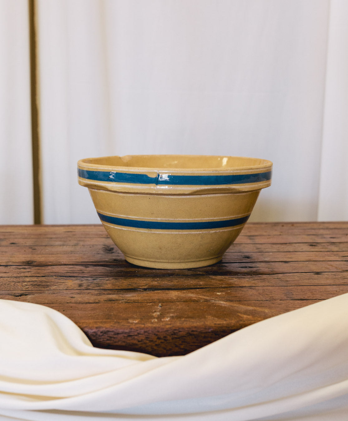 Antique Blue Striped Mixing Bowl