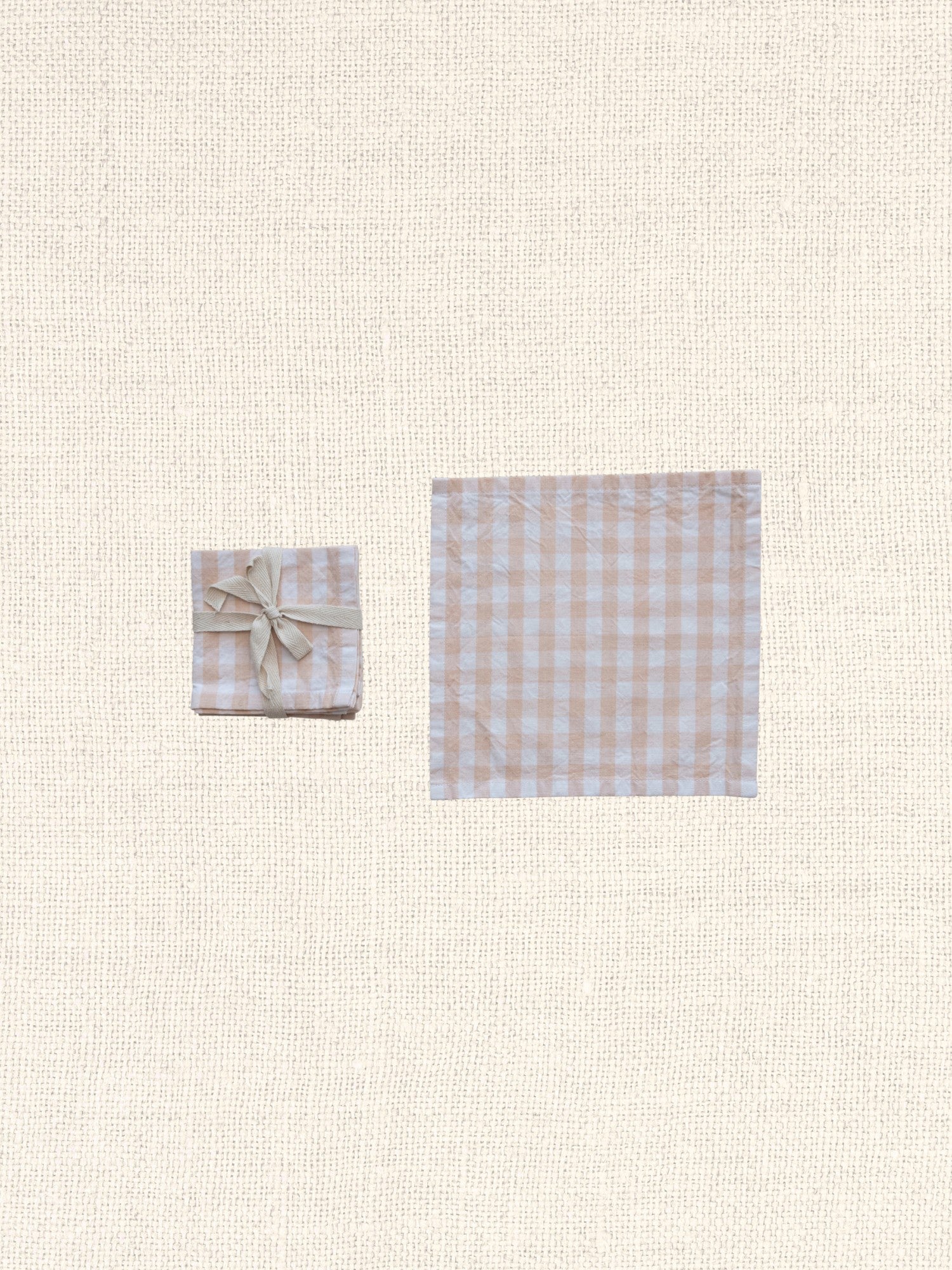 Cotton Cocktail Napkins | Gingham Pattern | Blush | S/4