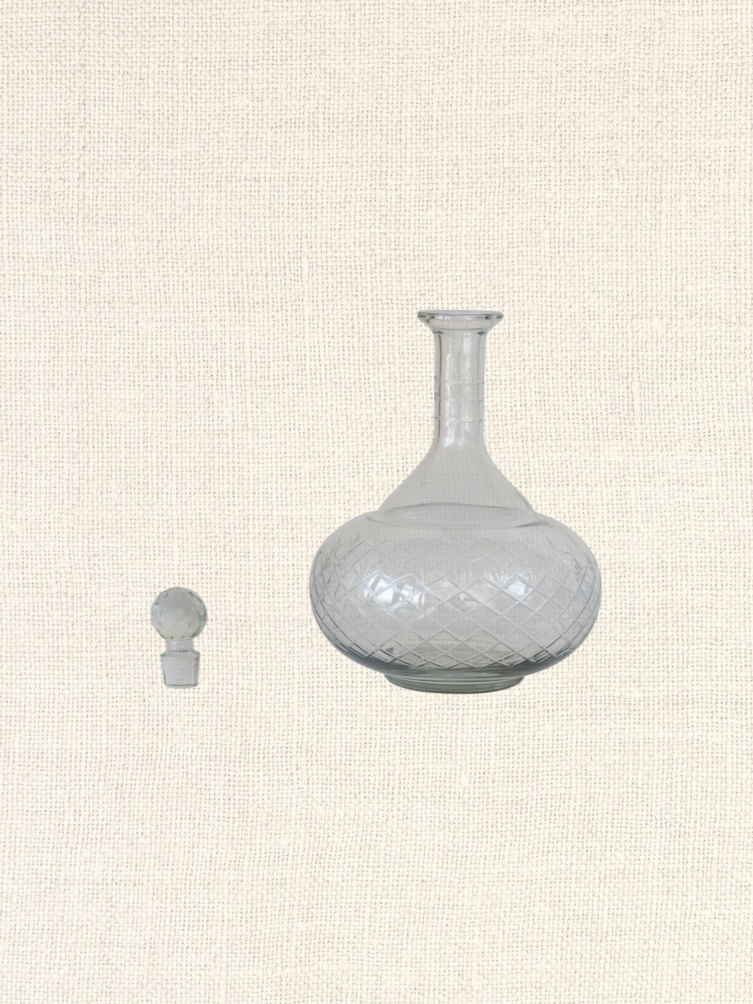 3 Quart Recycled Etched Glass Decanter w/ Glass Stopper