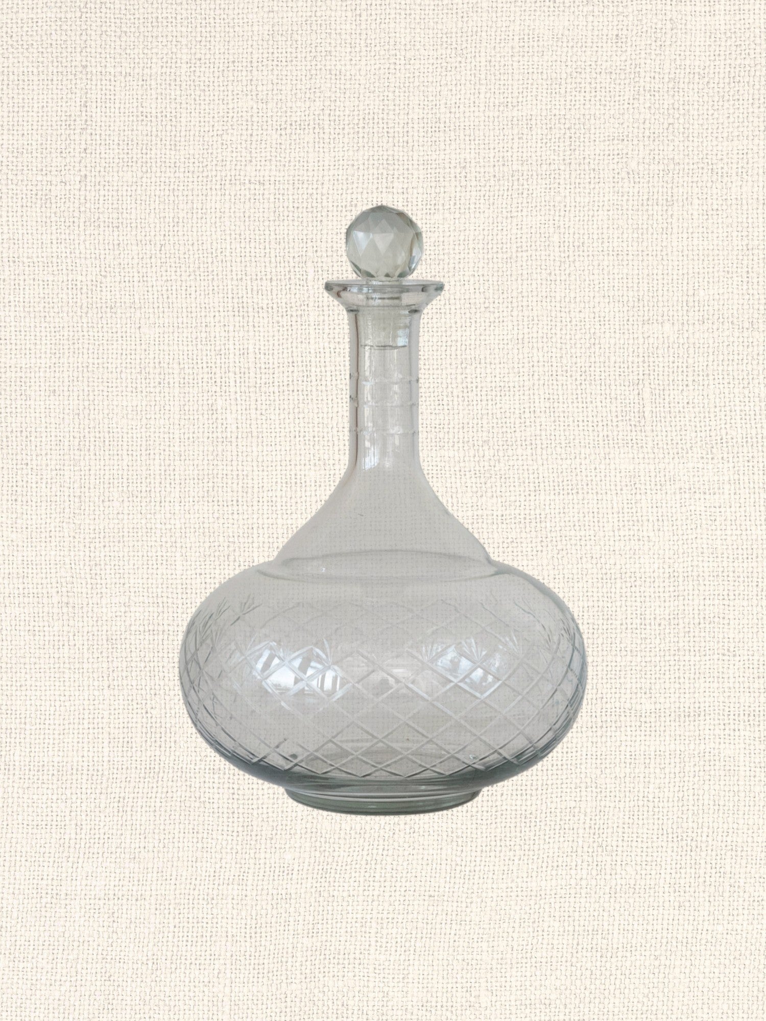 3 Quart Recycled Etched Glass Decanter w/ Glass Stopper