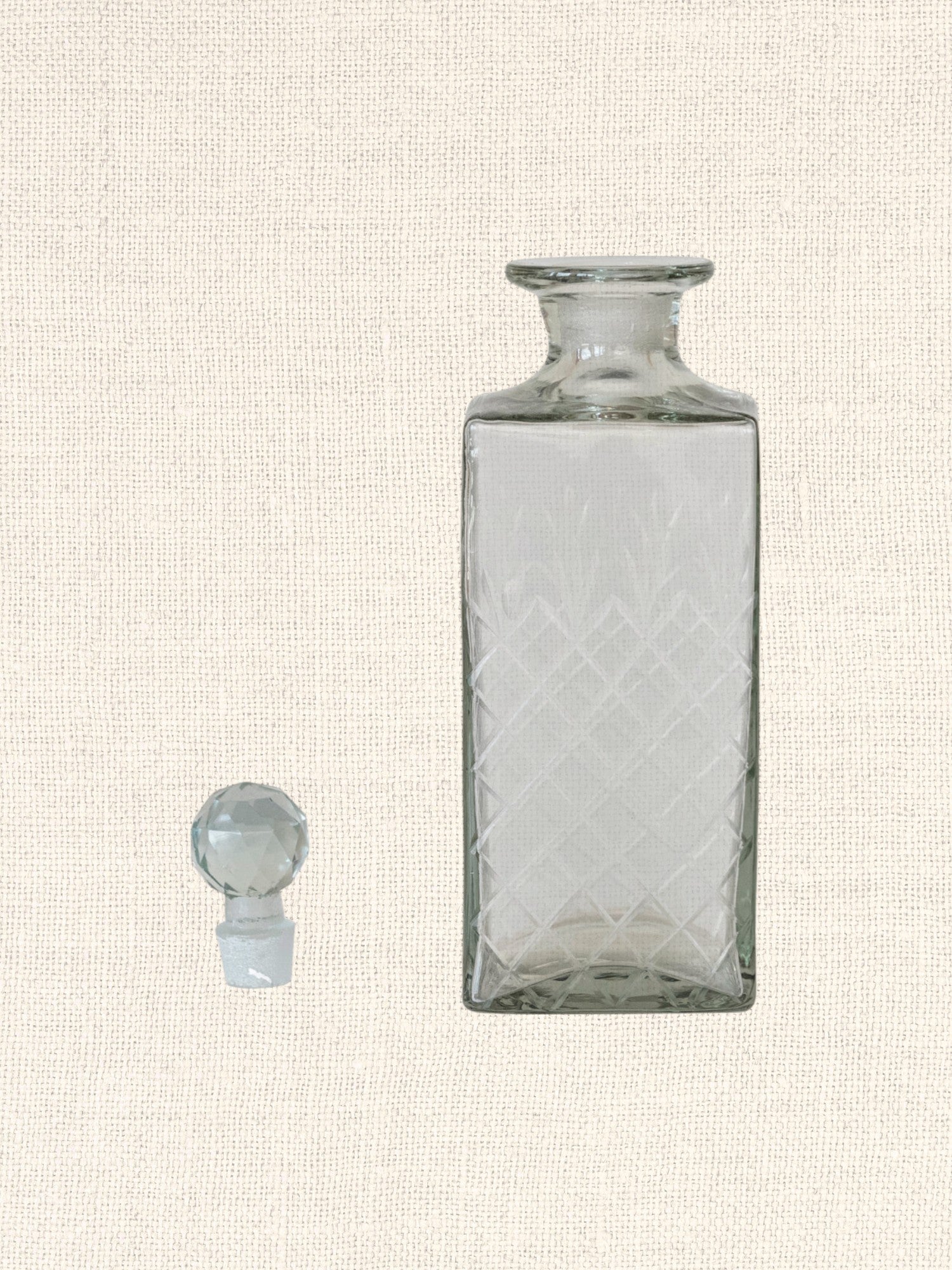 30 oz. Recycled Etched Glass Decanter w/ Glass Stopper
