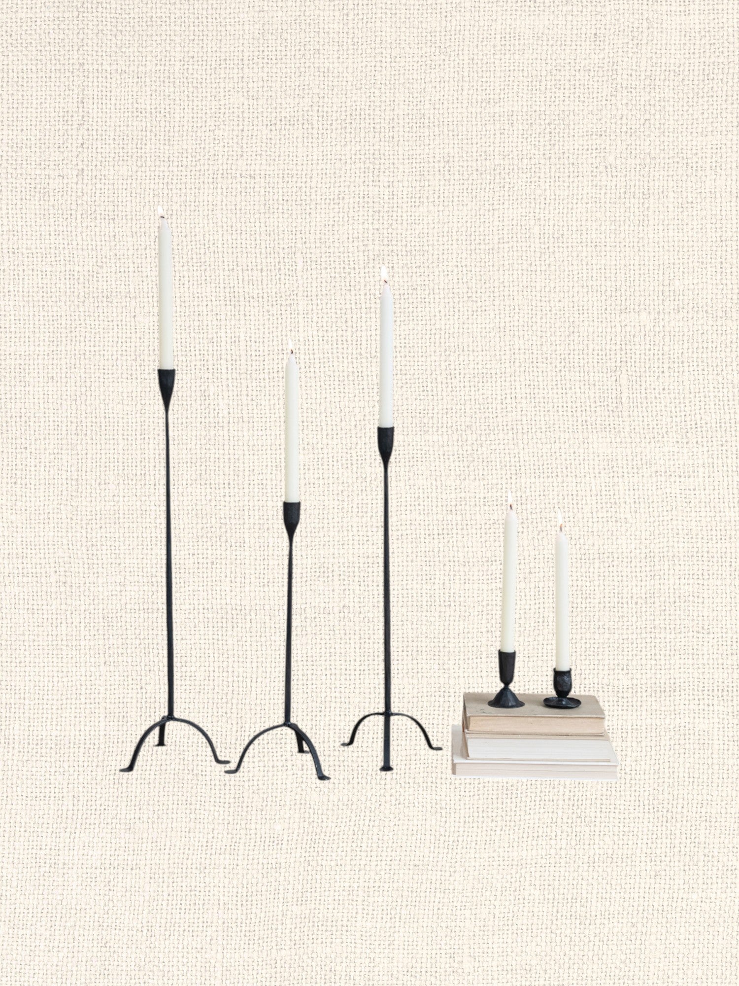 Hand-Forged Cast Iron Footed Taper Holder