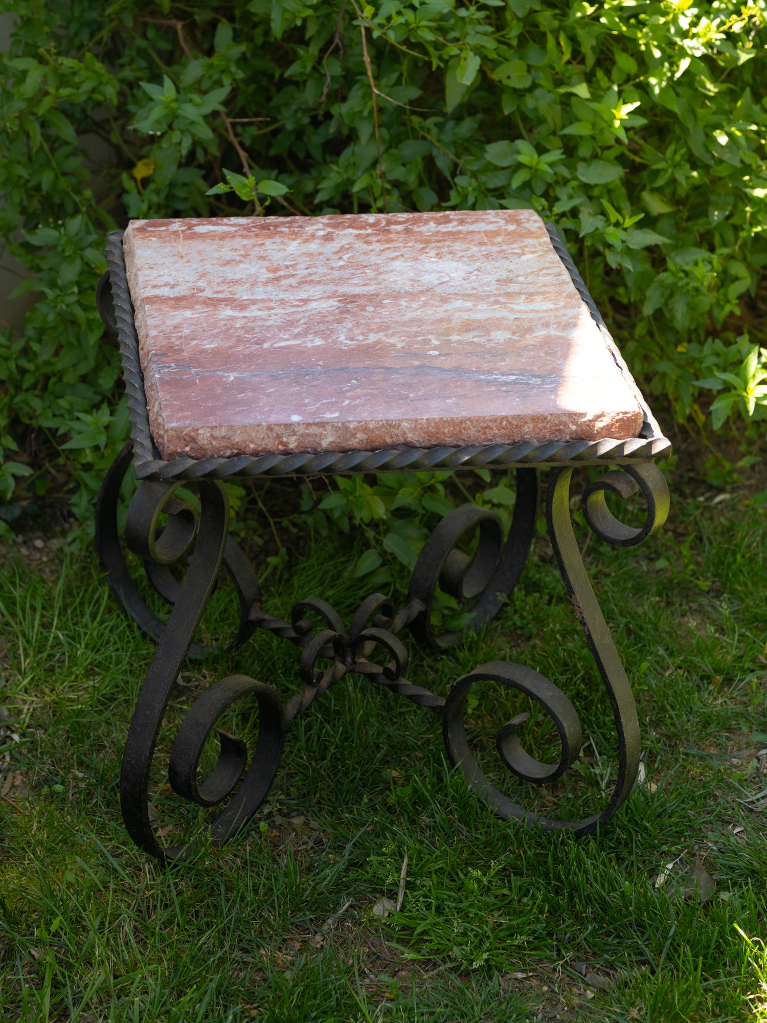 Vintage French Ornate Table | Rust Marble Top