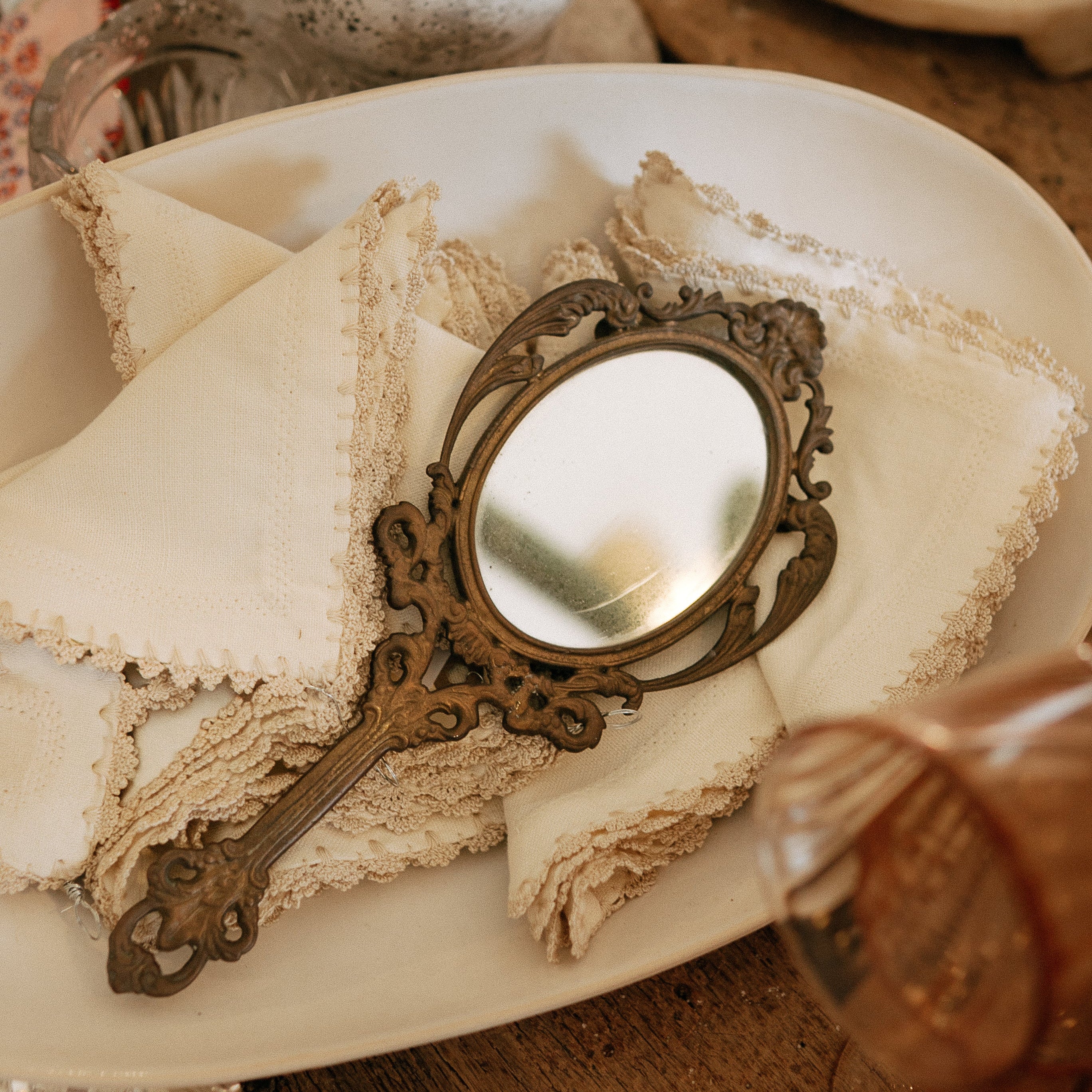 Vintage Hand Mirror | Brass