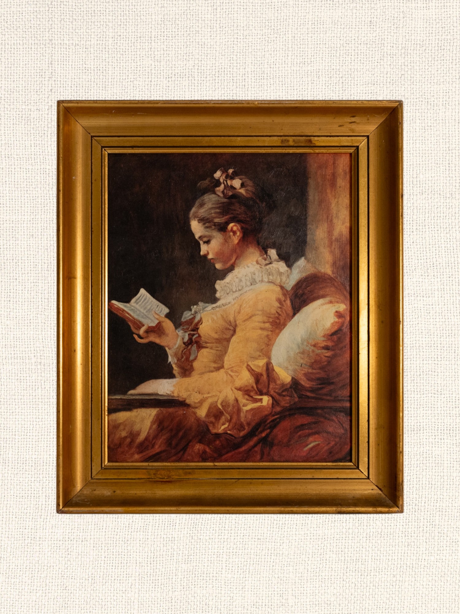 Vintage French Art | Girl Reading | Print | Framed