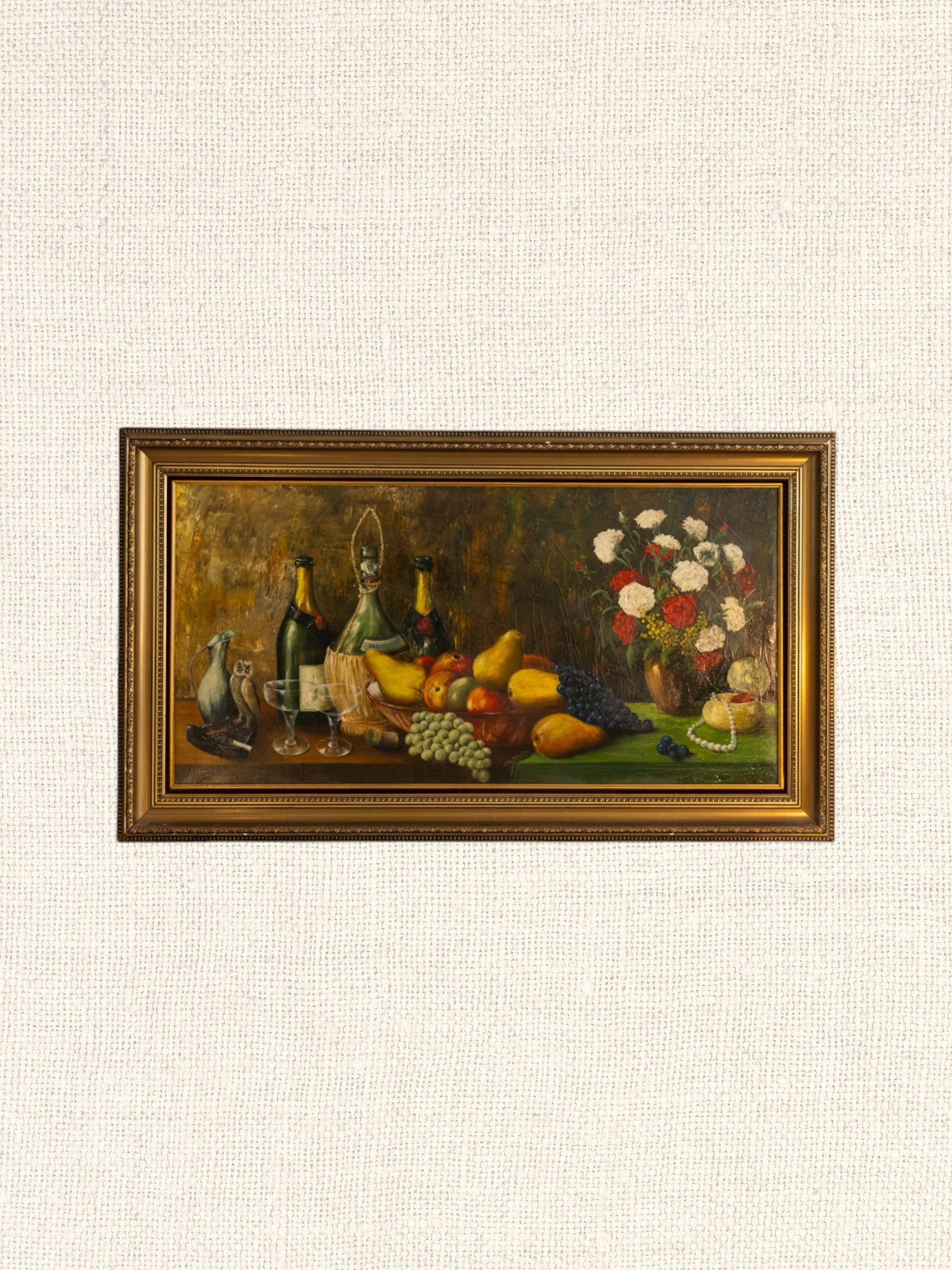 Vintage French Art | Feast at the Table | Oil | Framed